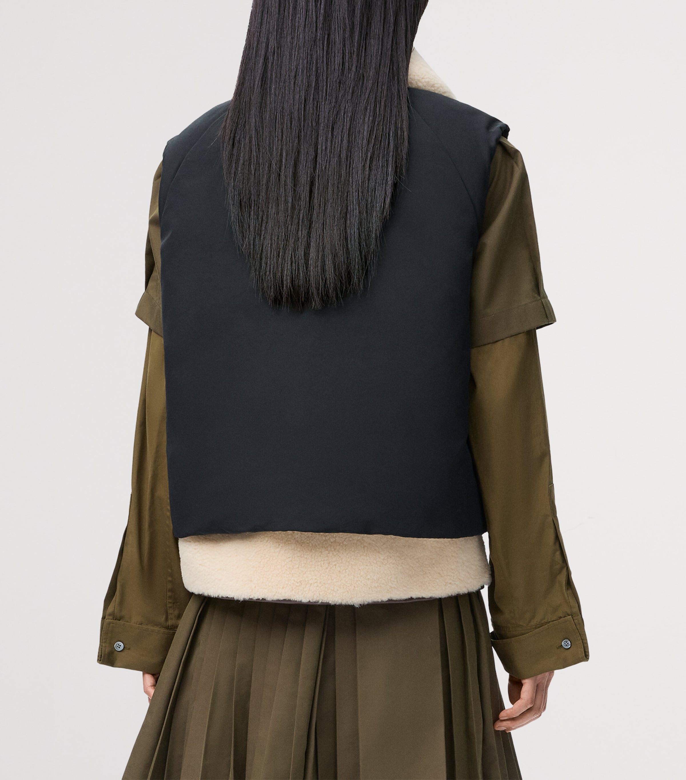 Shearling-Collar Gilet BLACK Image 4