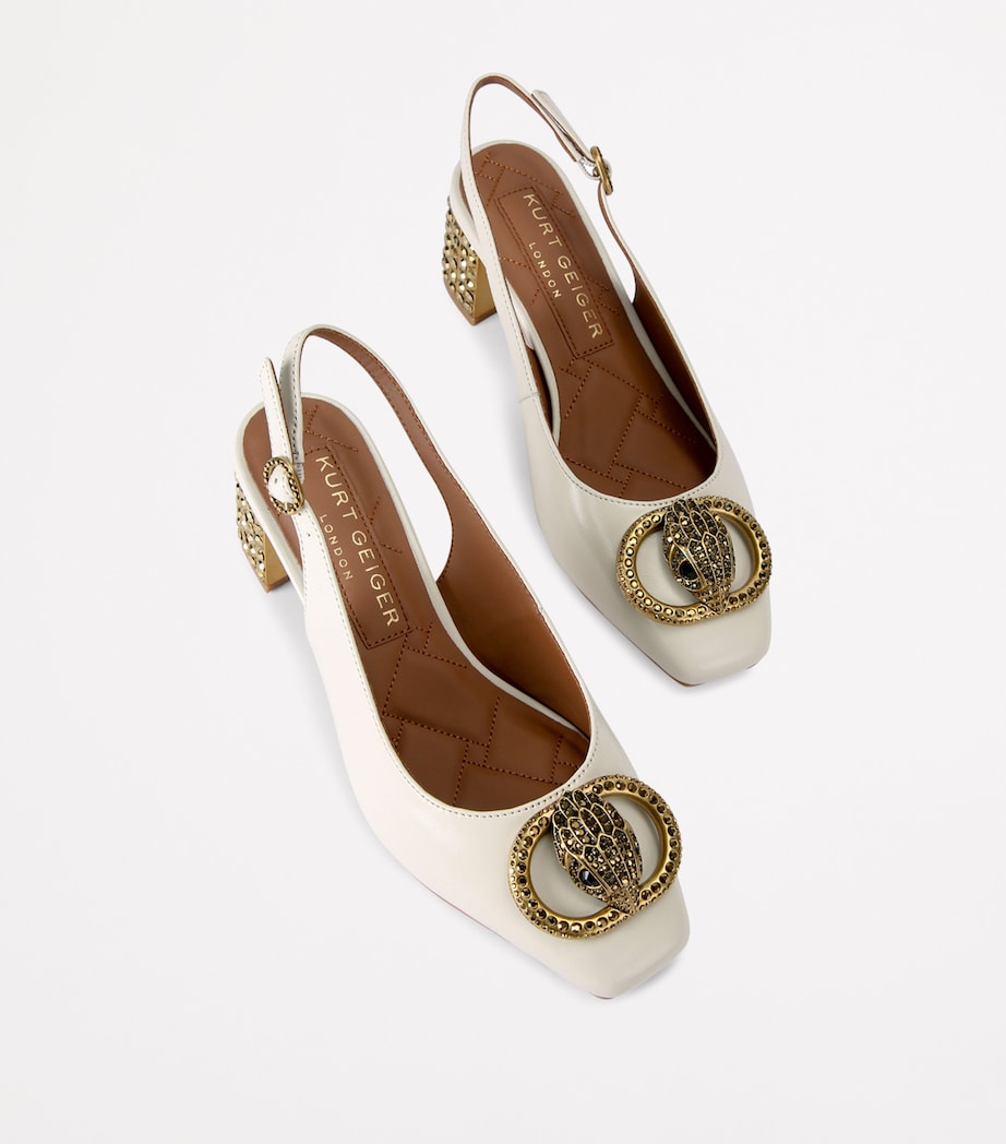 Leather Chelsea Slingback Pumps BONE Image 4