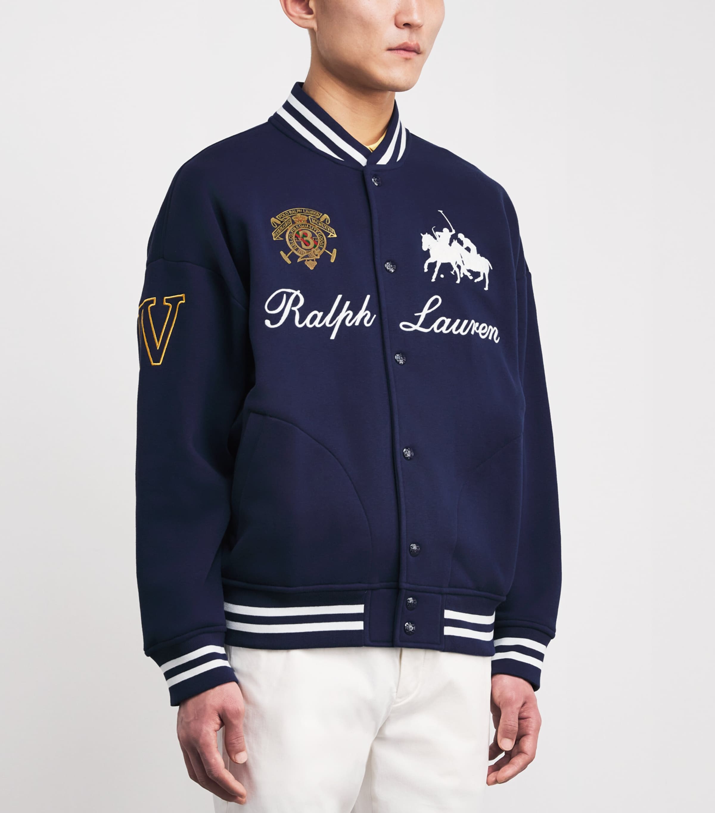 Cotton-Blend Embroidered Bomber Jacket NEWPORT NAVY Image 3