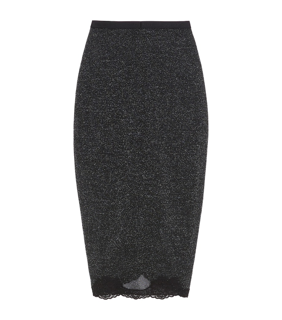Valentino Womens Lurex Knit Midi Skirt Nud Image 1