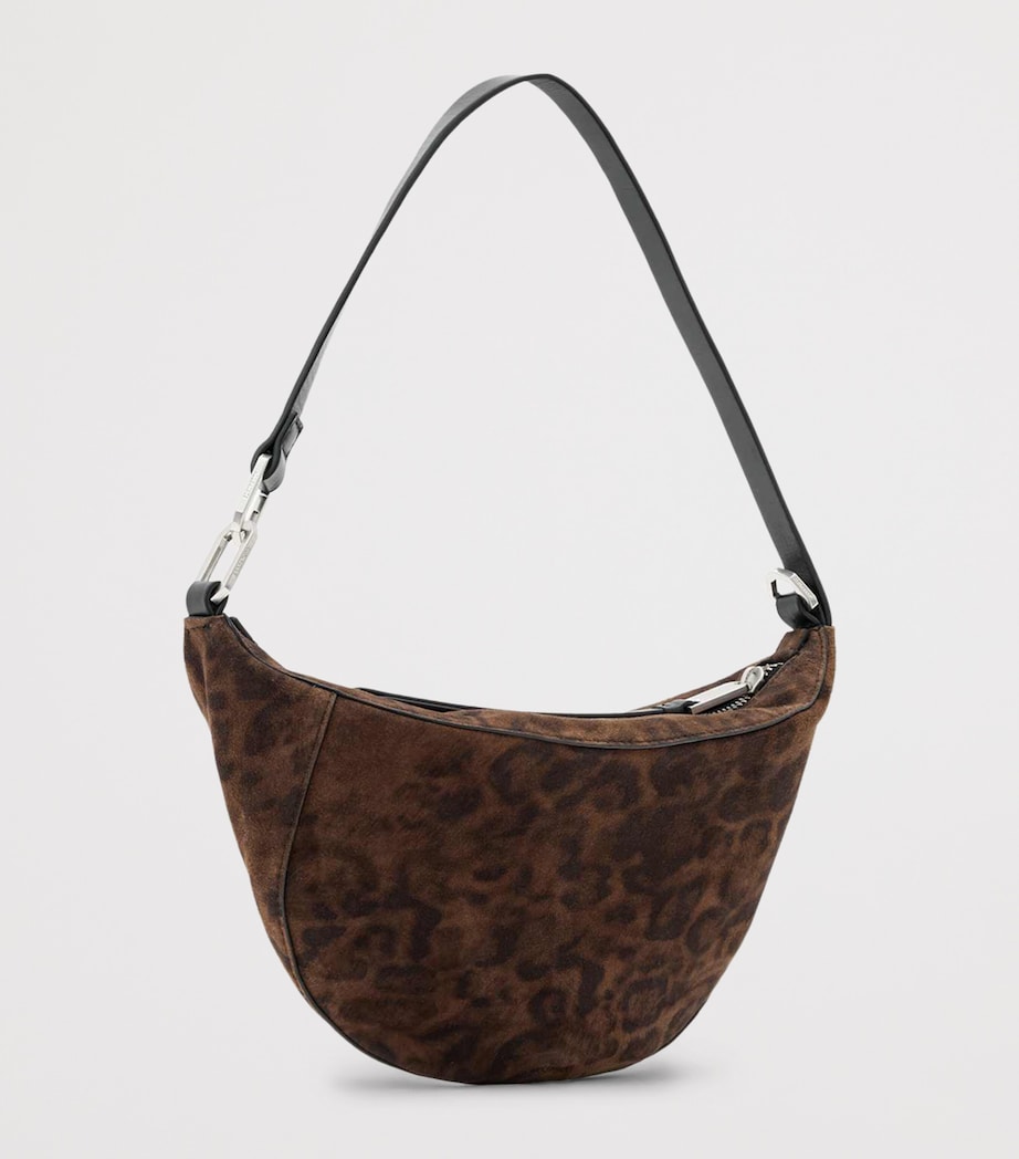 AllSaints Micro Suede Luna Leppo Shoulder Bag Leopard Brown Image 5