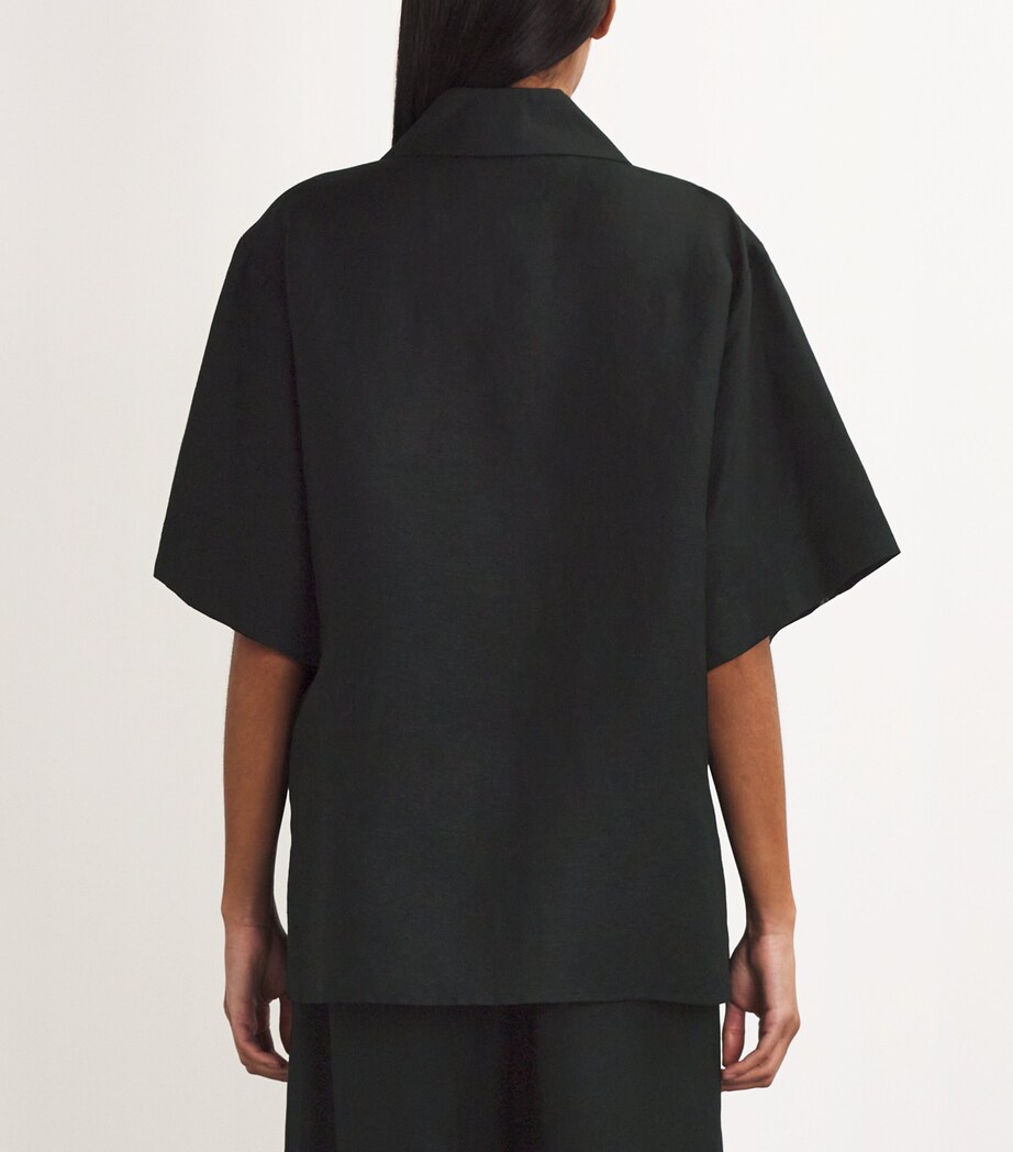 CAMILLA AND MARC Womens Linen-Blend Oversized Serene Shirt Dblkblack Image 4