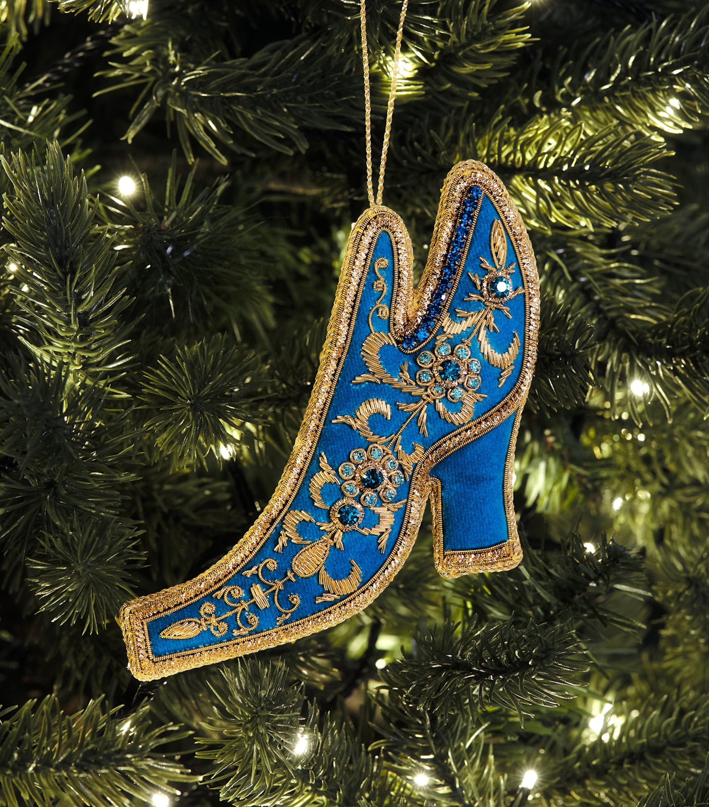 Tinker Tailor Beaded Court Shoe Tree Decoration Royal Blue & Gold Image 3