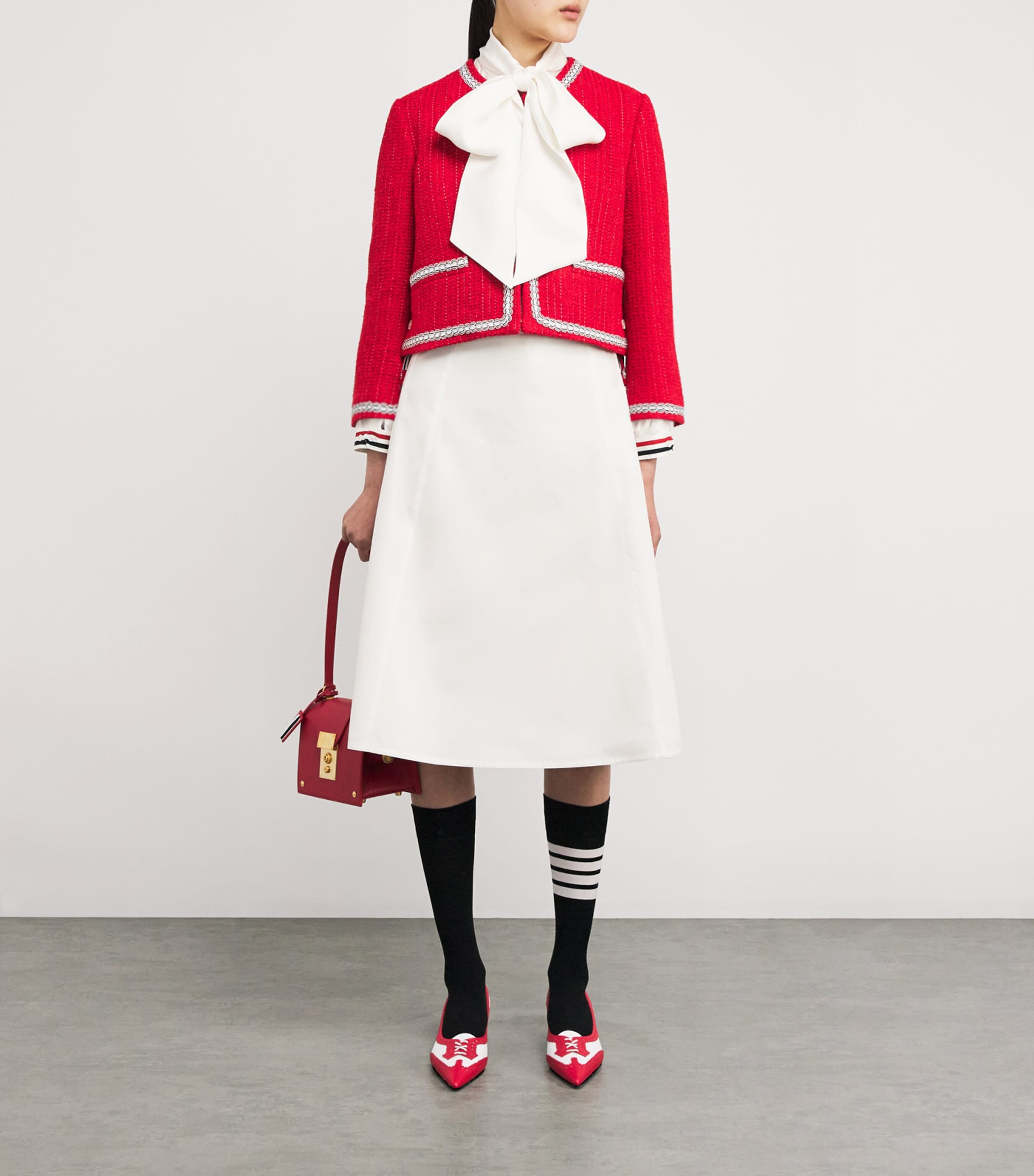 Thom Browne Womens Silk Bow-Collar Blouse White Image 2