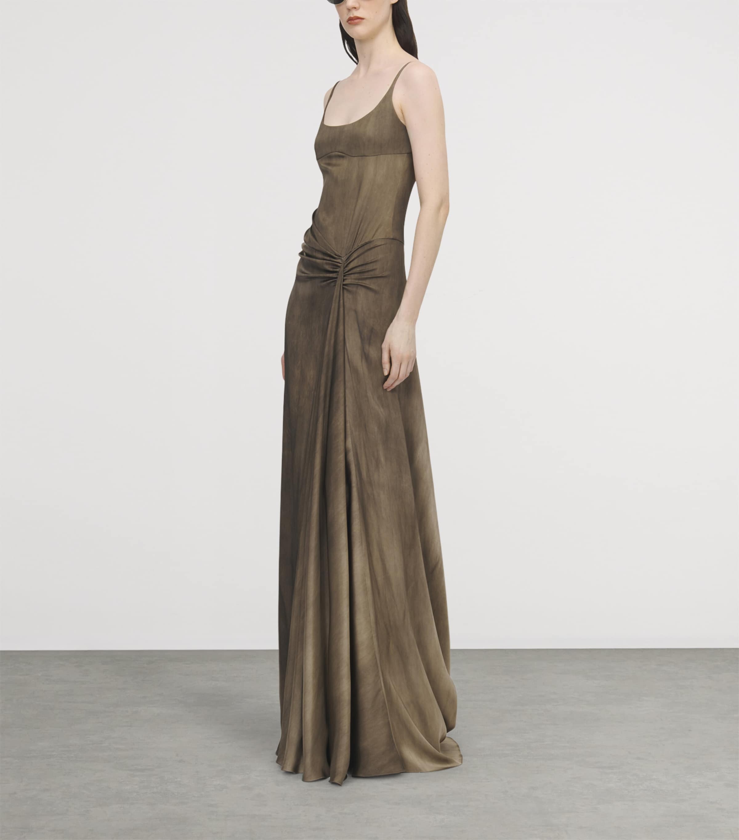 McQueen Womens Asymmetric Gathered Gown Image 4