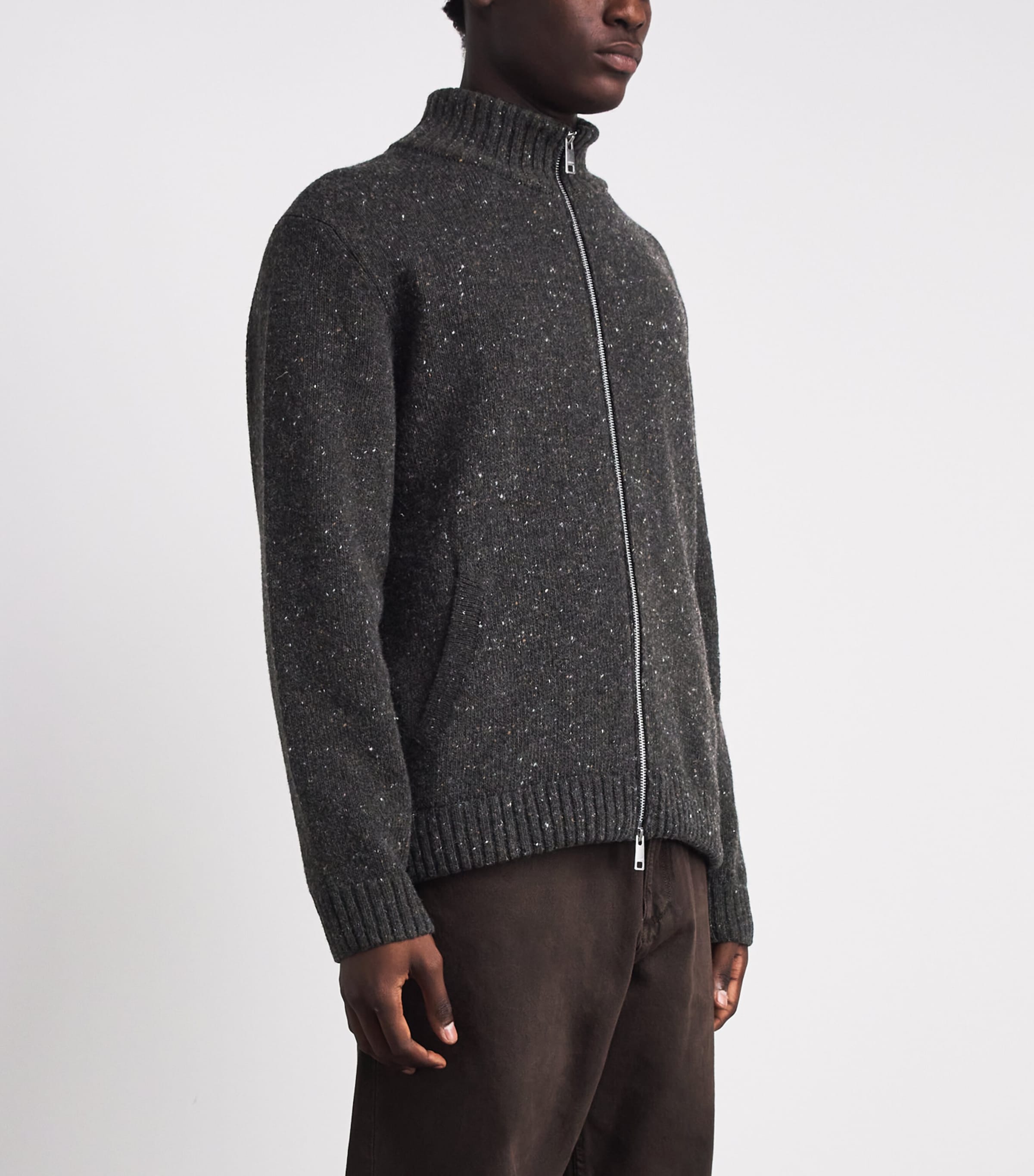 Samsøe Samsøe Mens Wool-Blend Sanate Zip-Up Cardigan Delicioso Image 4
