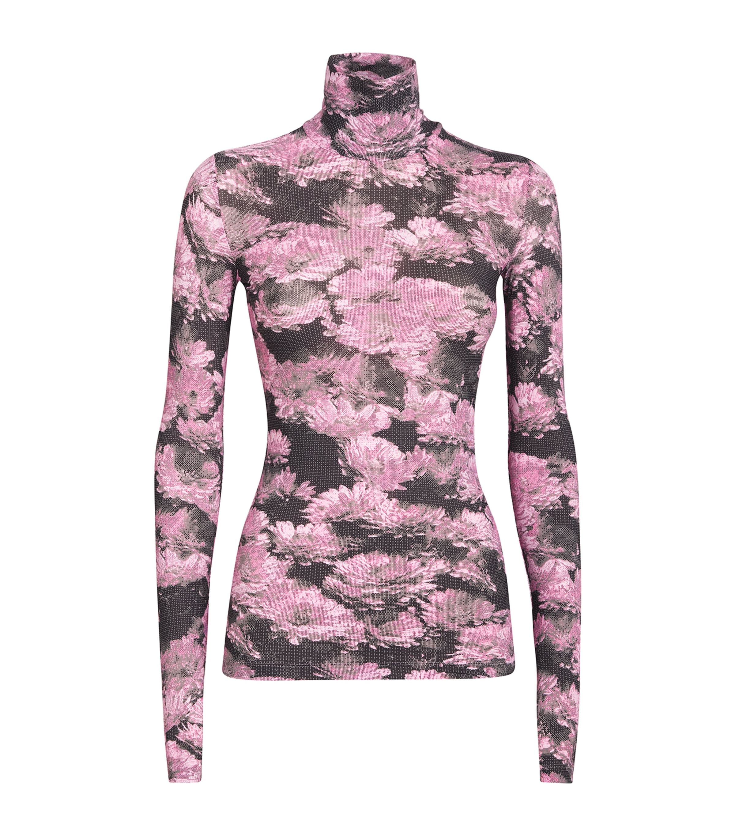 Tory Burch Floral Print Turtleneck Top