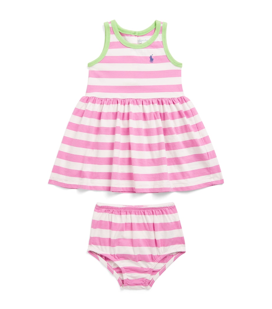 Ralph Lauren Kids Cotton Stripe Dress and Bloomers Set (3-24 Months) Lgna Pnk Image 1