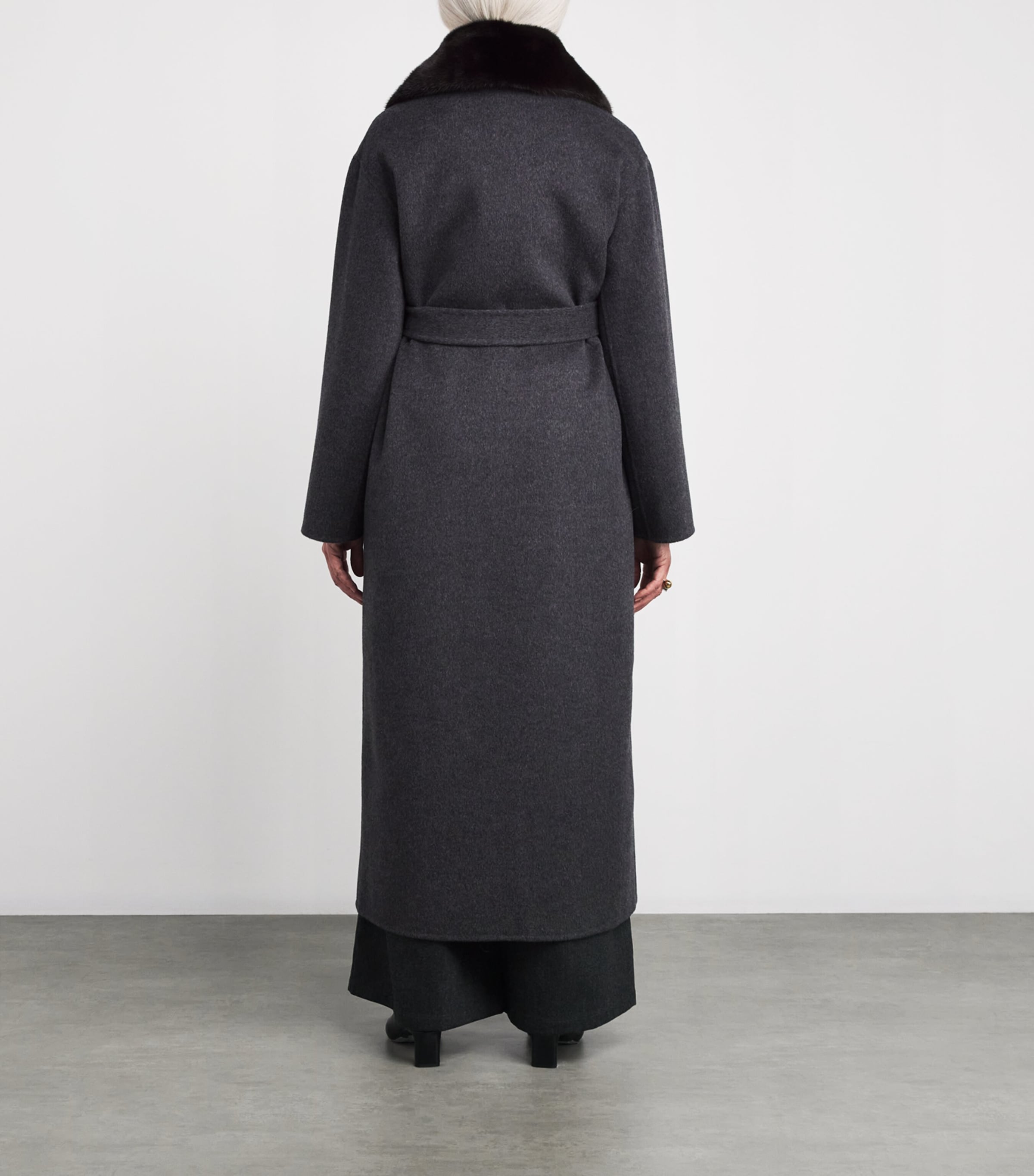 Mink Fur-Trim Collar Coat A9124 Image 4