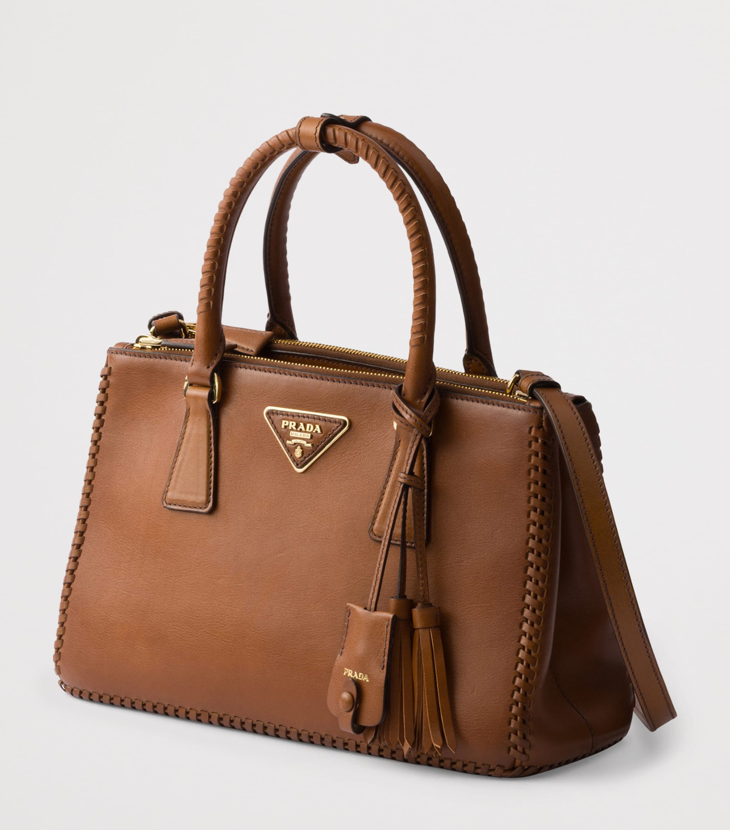 Prada Medium Leather Galleria Top-Handle Bag Brown Image 3