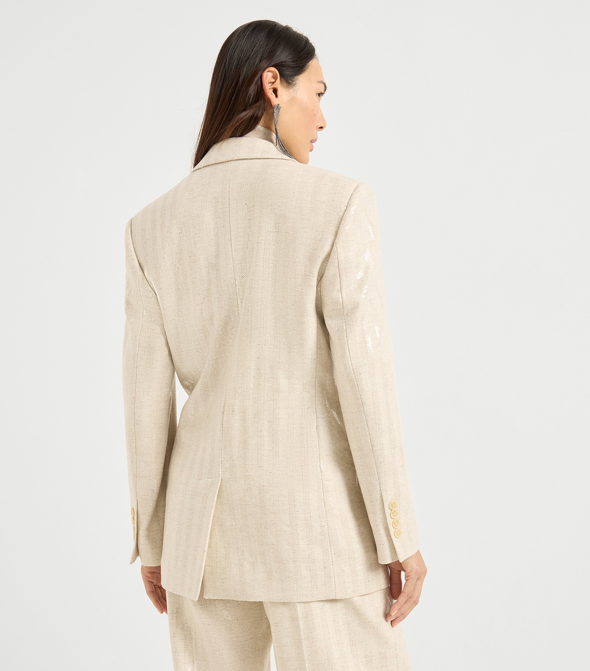 Wool-Cashmere Dazzling Chevron Blazer C810 Image 3