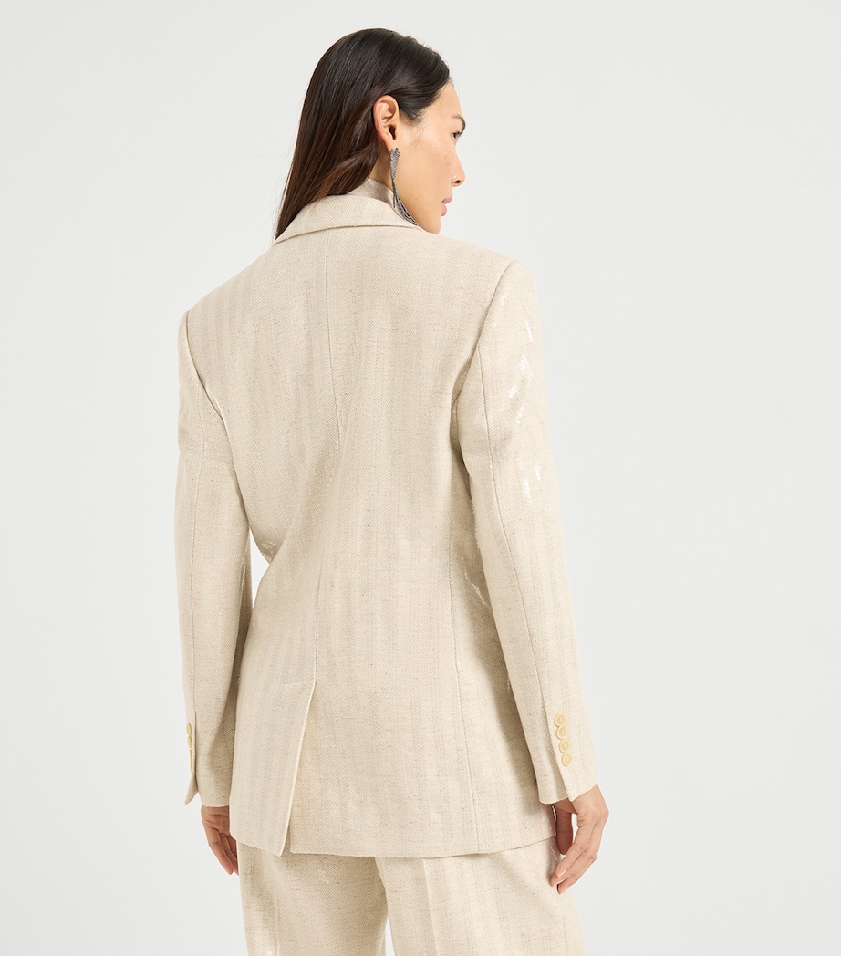 Wool-Cashmere Dazzling Chevron Blazer C810 Image 3