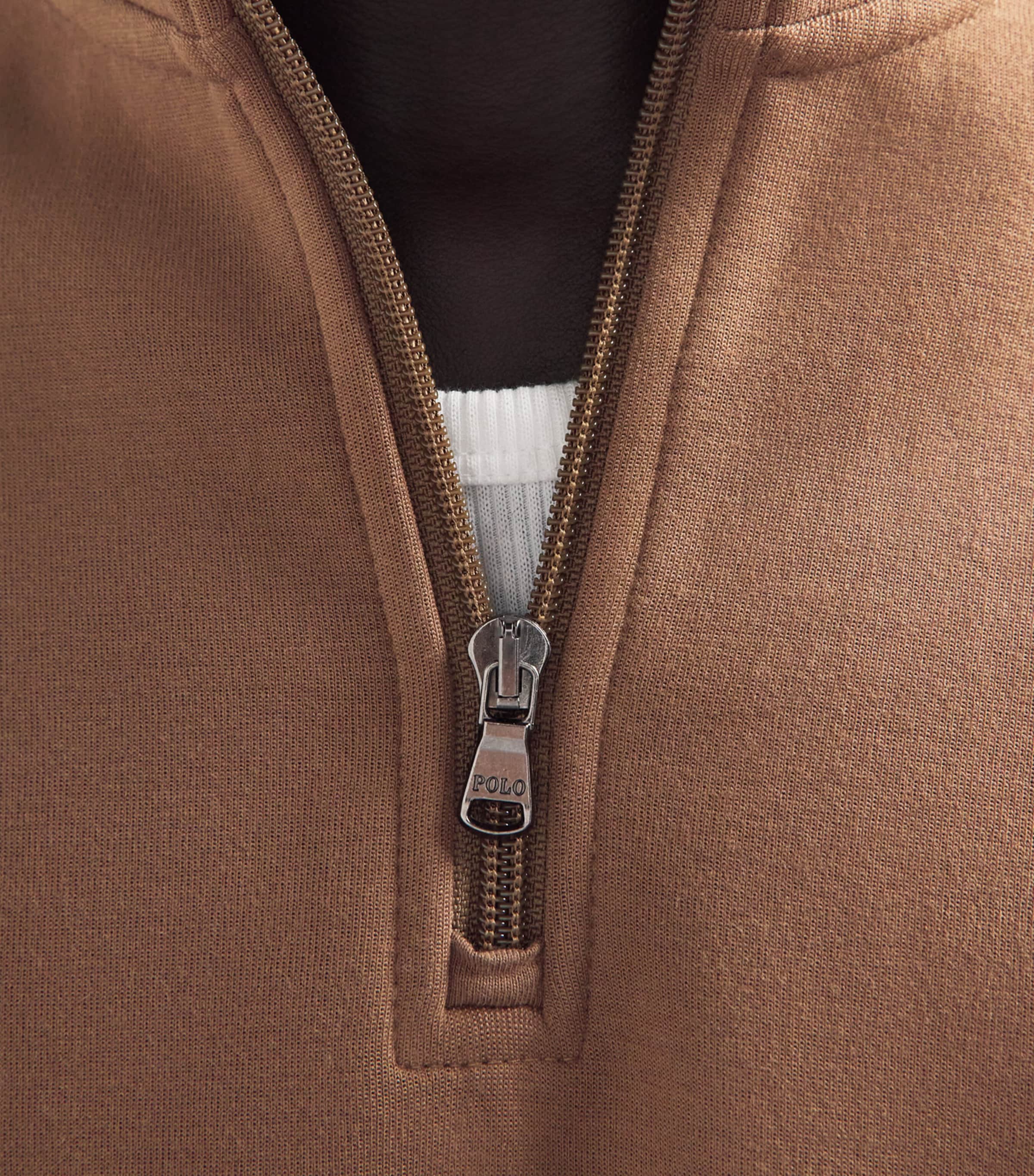 Polo Ralph Lauren Mens Polo Pony Quarter-Zip Sweatshirt Luggage Brown Image 3
