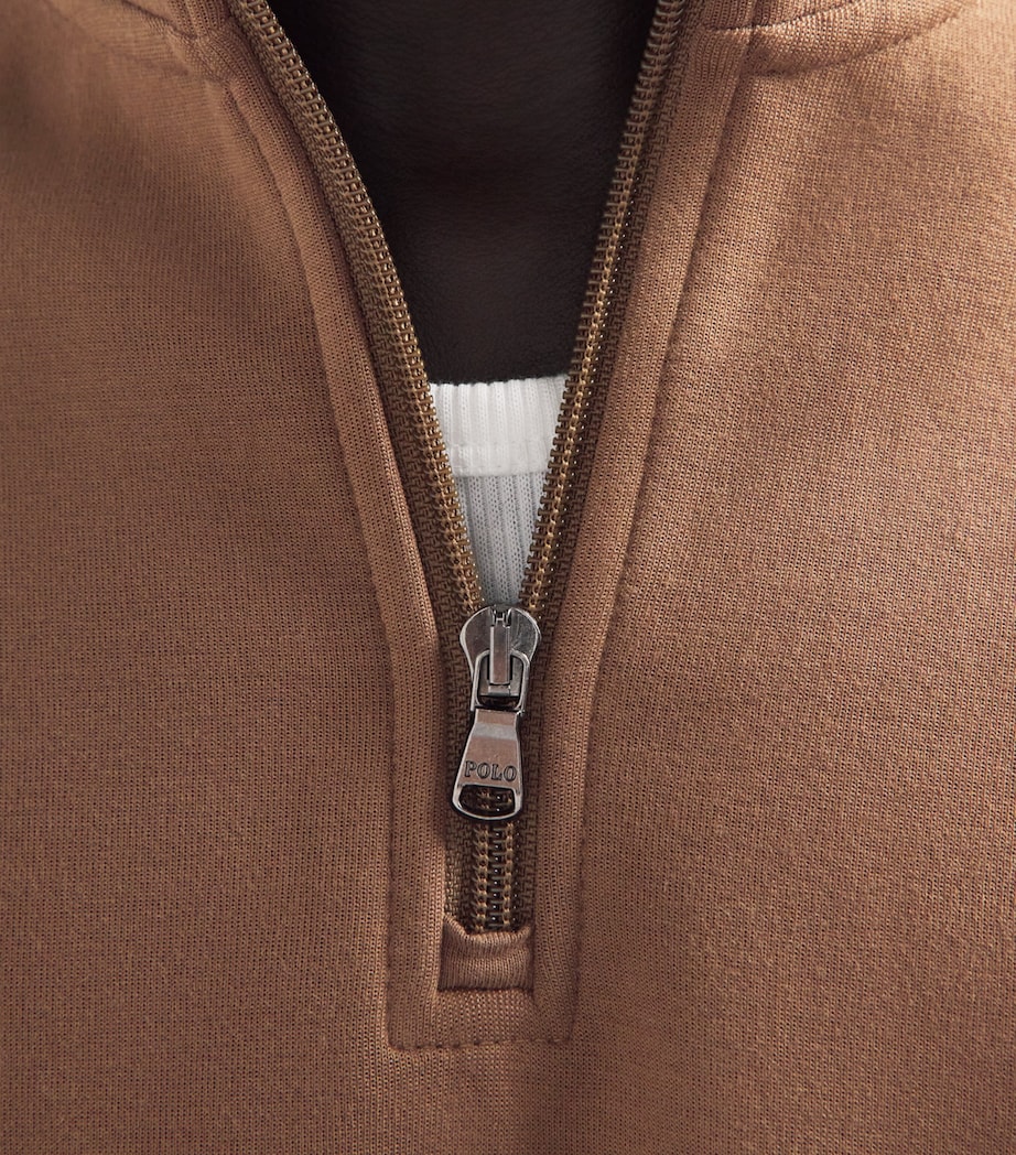 Polo Ralph Lauren Mens Polo Pony Quarter-Zip Sweatshirt Luggage Brown Image 3