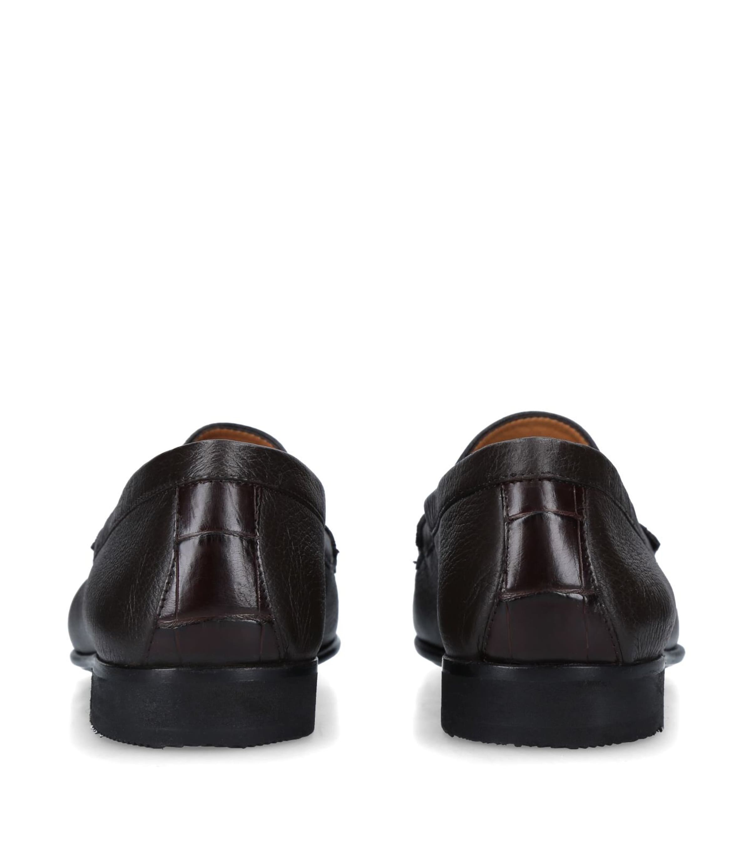 Croc Trim Leather Flex Loafers DARK BROWN Image 2