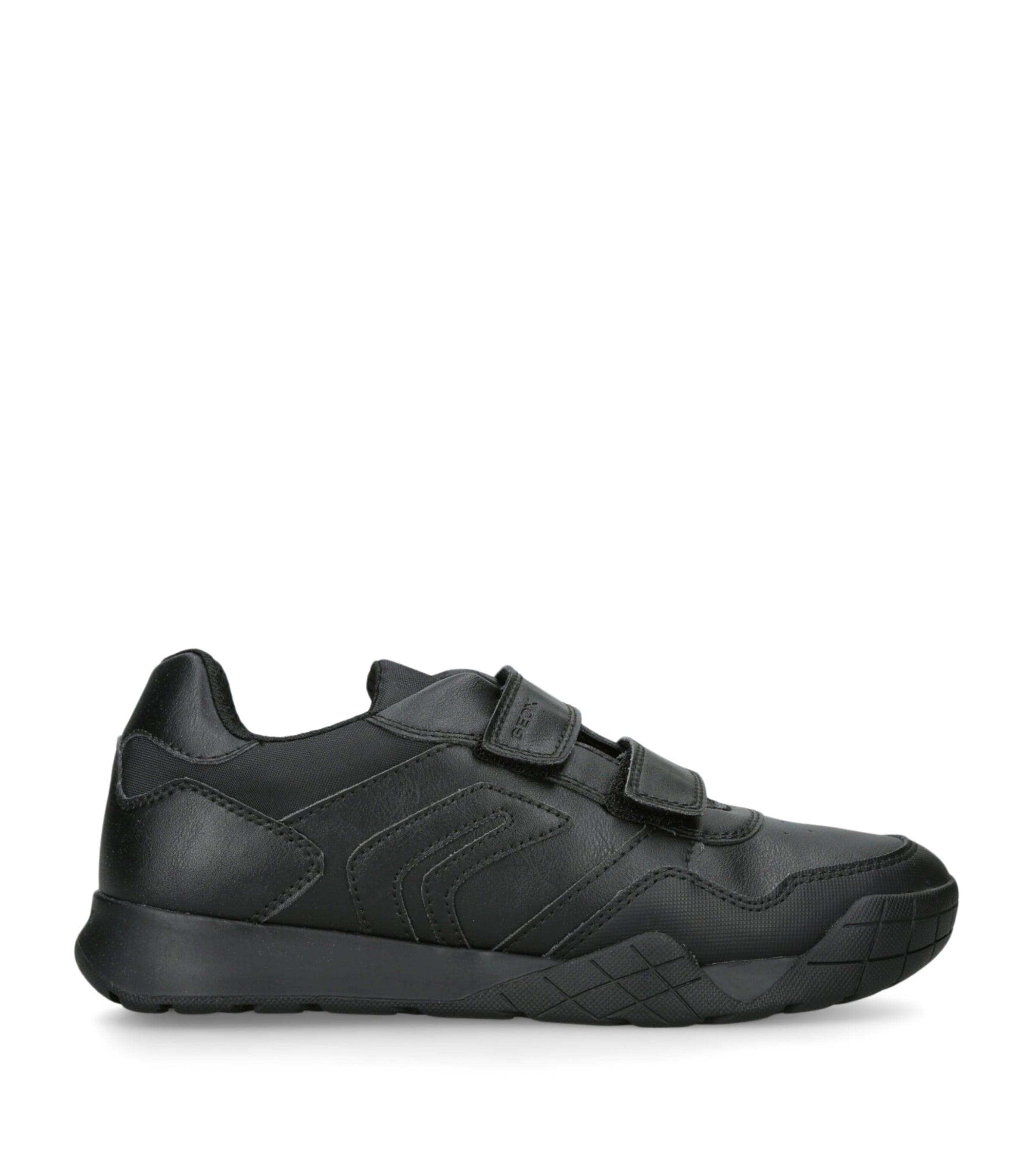 Geox Black Kids' Rann-e Faux-leather And Woven Low-top Trainers Eur 39 /5.5 Uk In Black