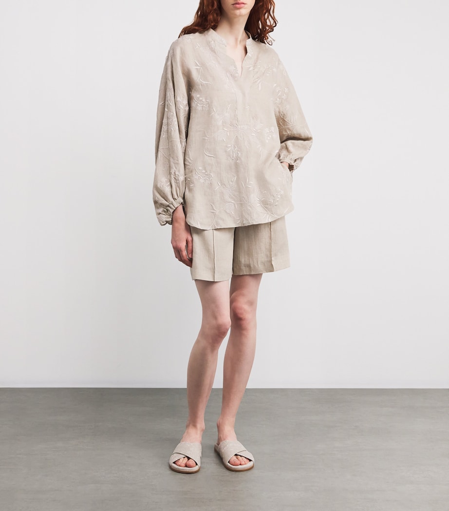 x Harrods Linen Bermuda Shorts SABBIA Image 2