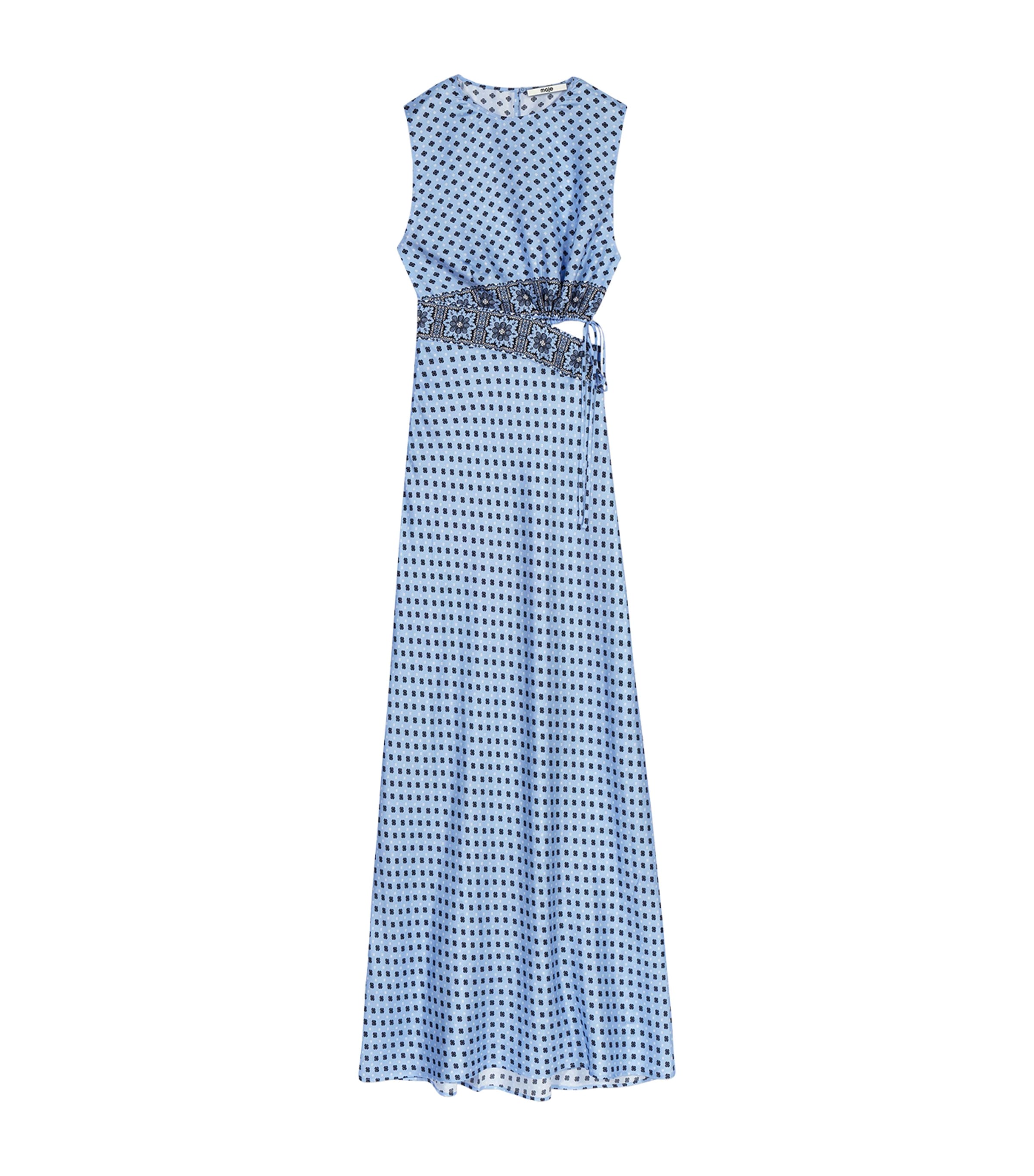 Maje Womens Silk Cut-Out Maxi Dress Light Blue Image 1