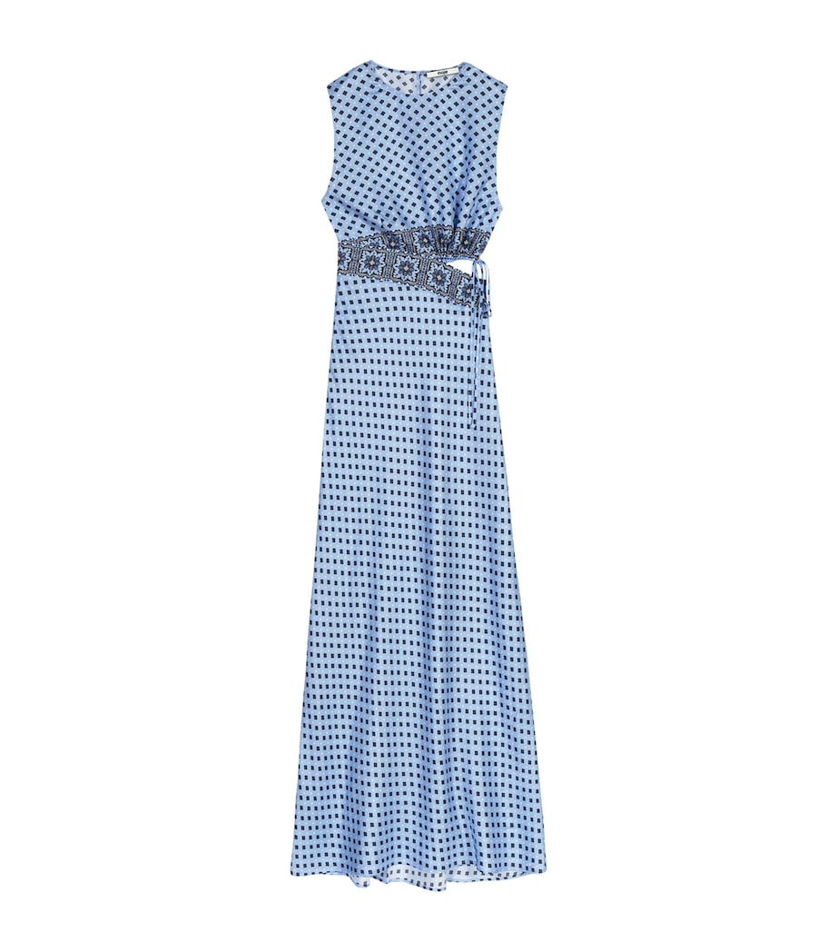 Maje Womens Silk Cut-Out Maxi Dress Light Blue Image 1