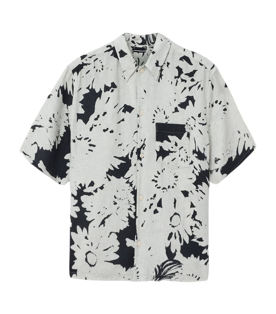 AllSaints Mens Organic Cotton-Linen Girona Shirt Sharp White Image 1
