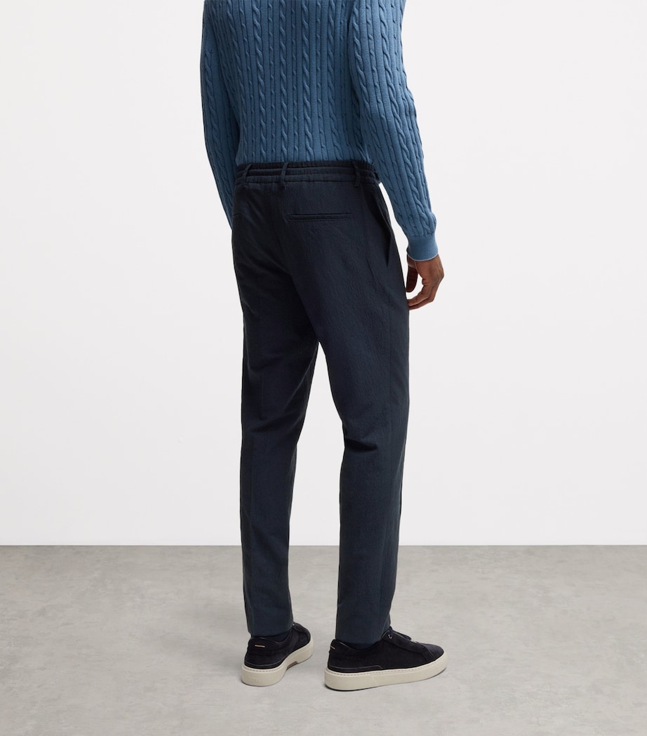 Wool-Blend Seersucker Drawstring Tailored Trousers 404 Image 3