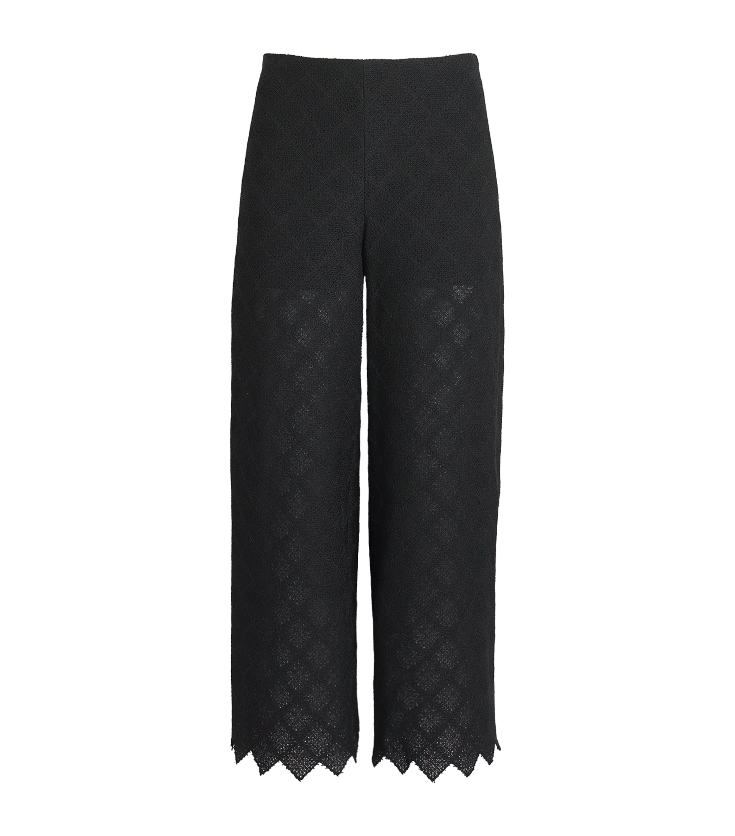 Liberowe Womens Lace-Trim Amanda Wide-Leg Trousers Black Image 1