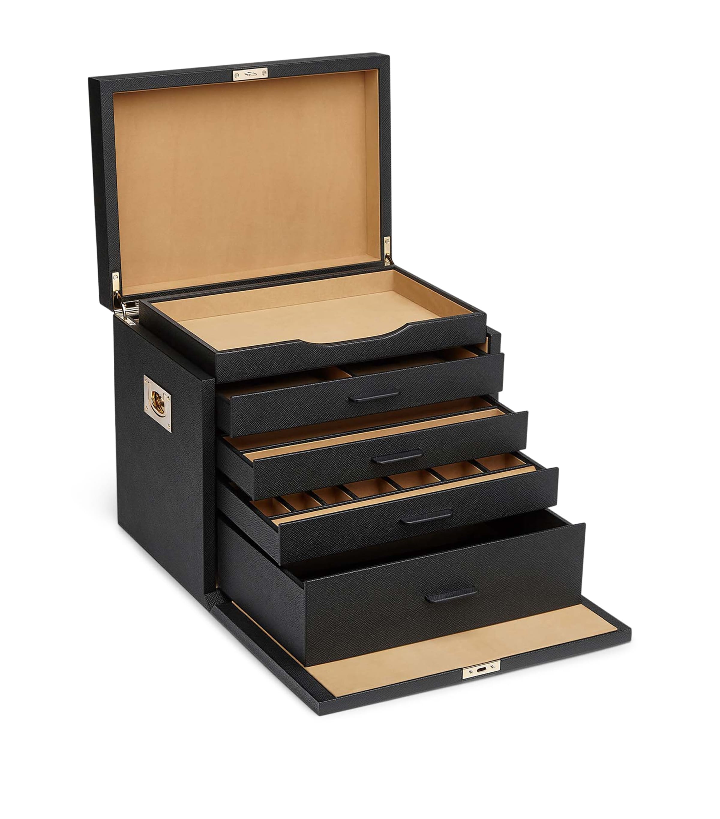 Panama Leather Jewellery Box BLACK Image 3