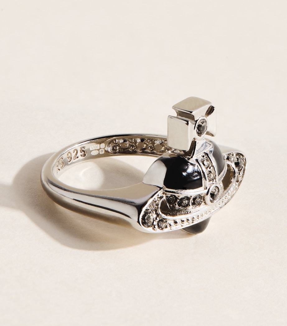 Vivienne Westwood Sterling Silver Diamante Heart Ring Dmd Crst Image 3