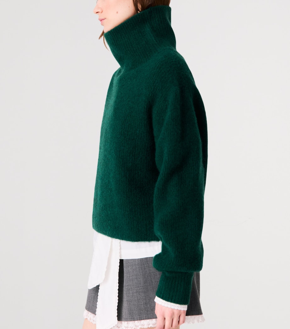 Maje Womens Yak-Blend Rollneck Sweater Bottle Green Image 3