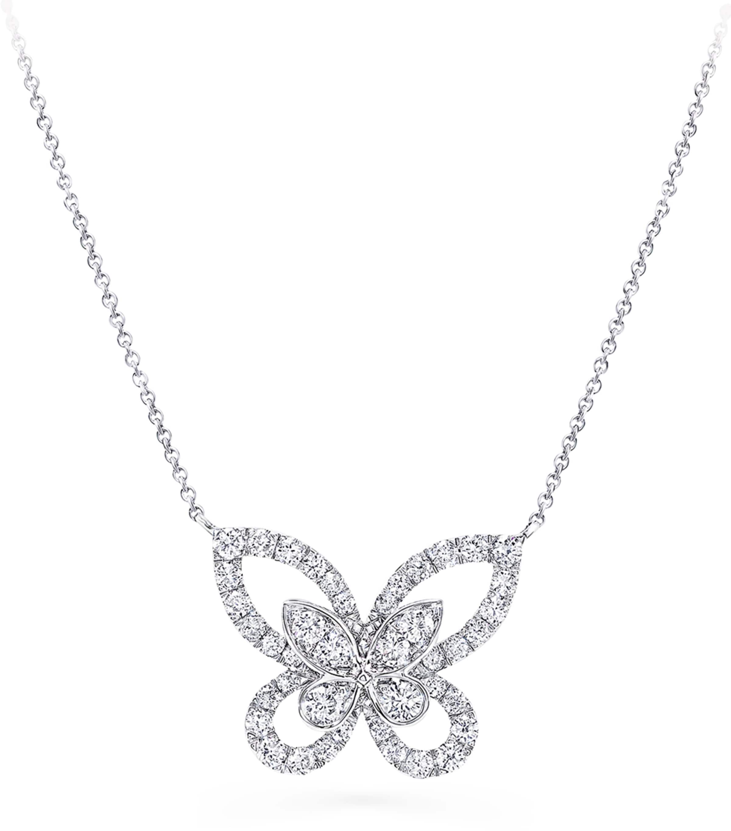 White Gold and Diamond Butterfly Necklace WHITE GOLD Image 1