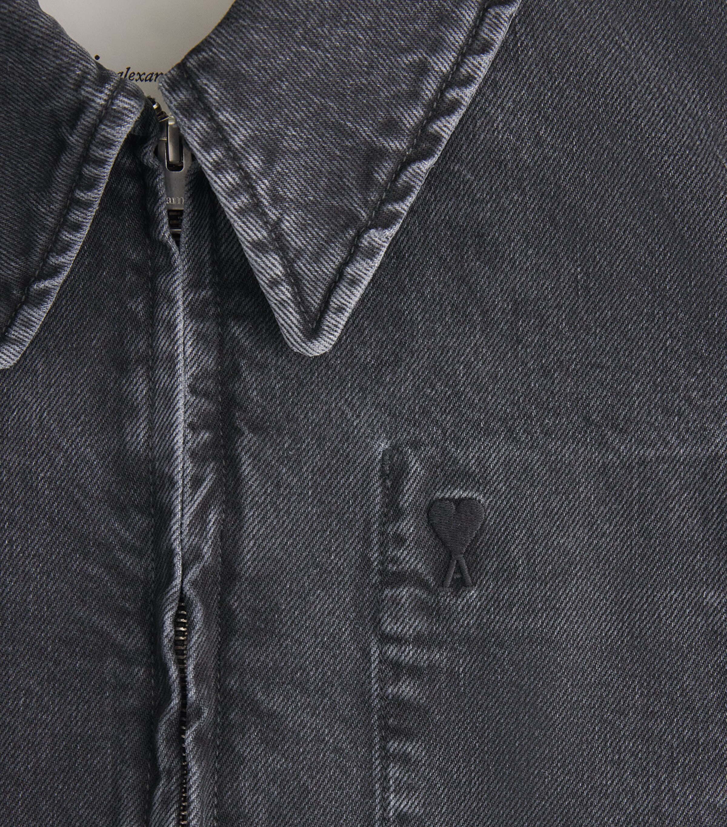 AMI Paris Mens Ami de Coeur Denim Jacket Noir Used Image 6