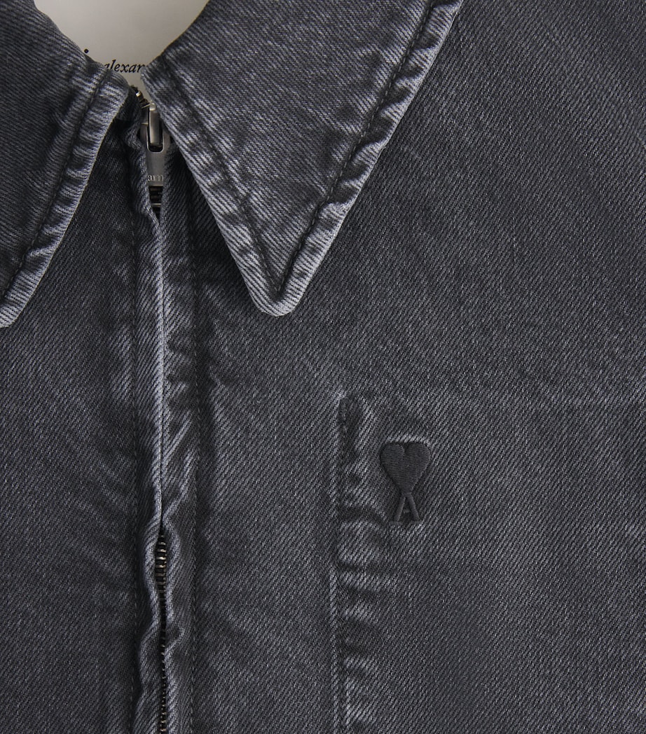 AMI Paris Mens Ami de Coeur Denim Jacket Noir Used Image 6