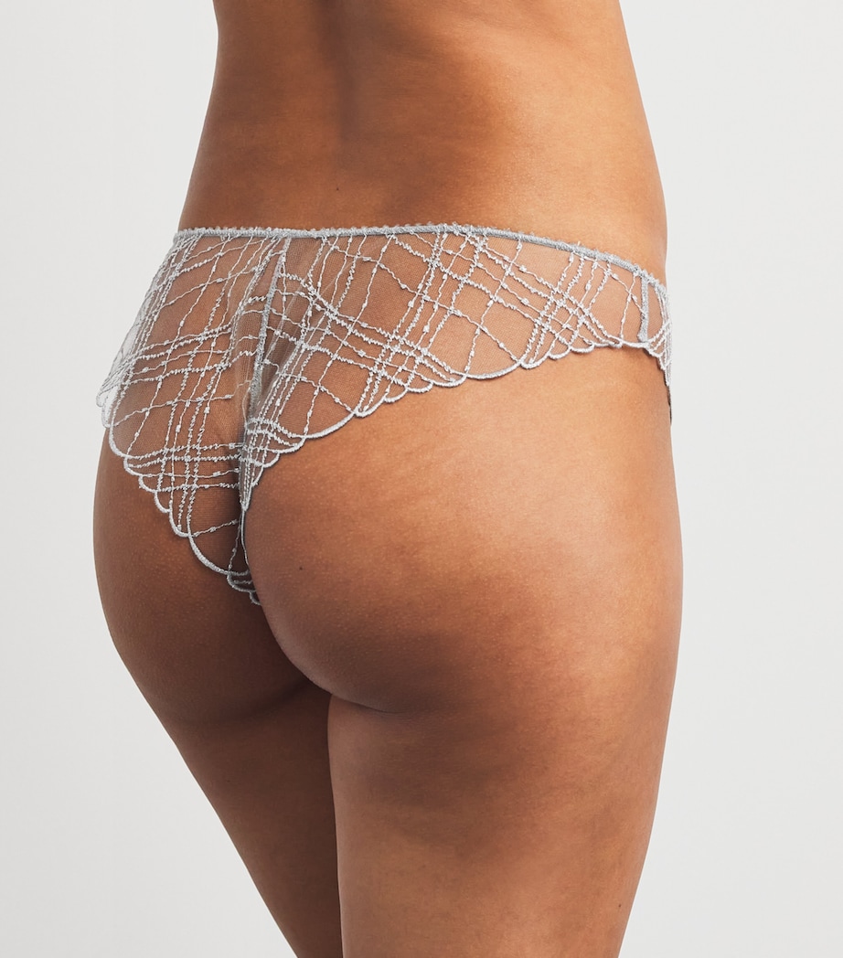 Kiki de Montparnasse Womens Embroidered Cheeky Briefs Sterling Image 3