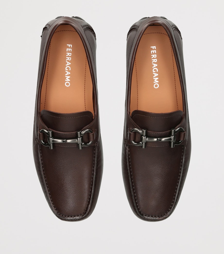 Salvatore Ferragamo Leather Parigi Driving Shoes Dark Brown Image 3