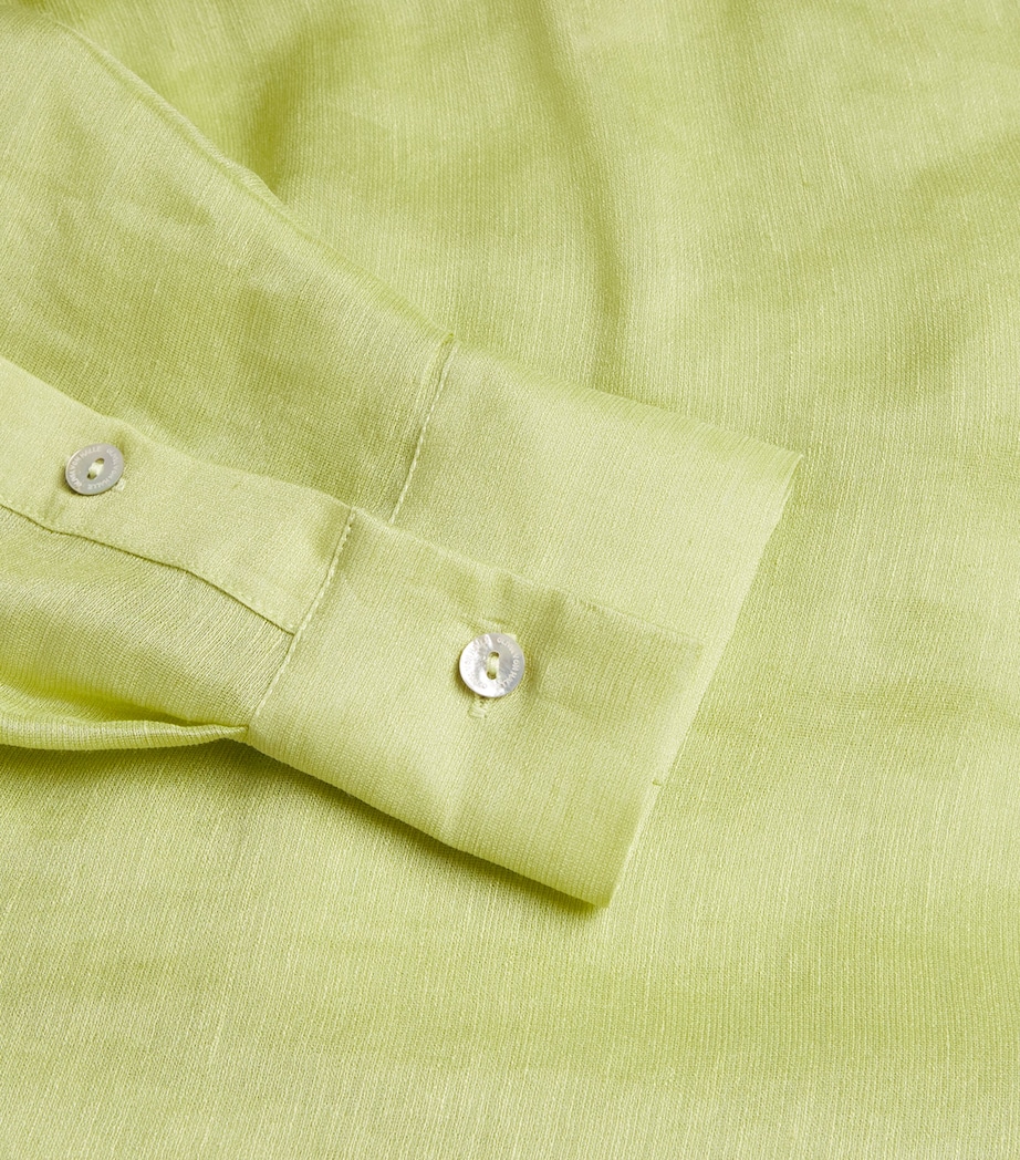 Silk-Linen Phoebe Midi Shirt Dress CELERY Image 5