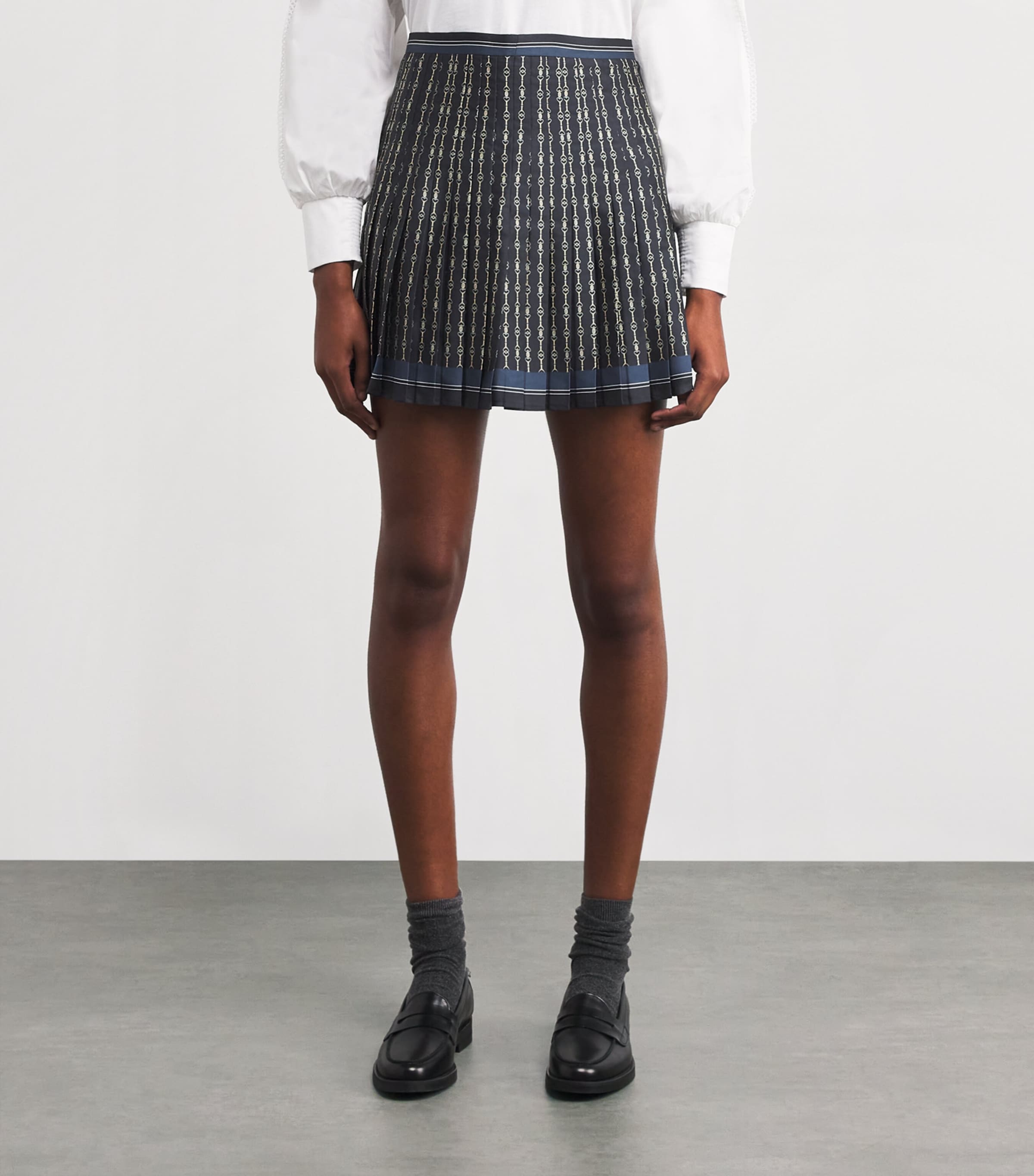 Pleated Printed Mini Skirt DARK PRINT Image 3