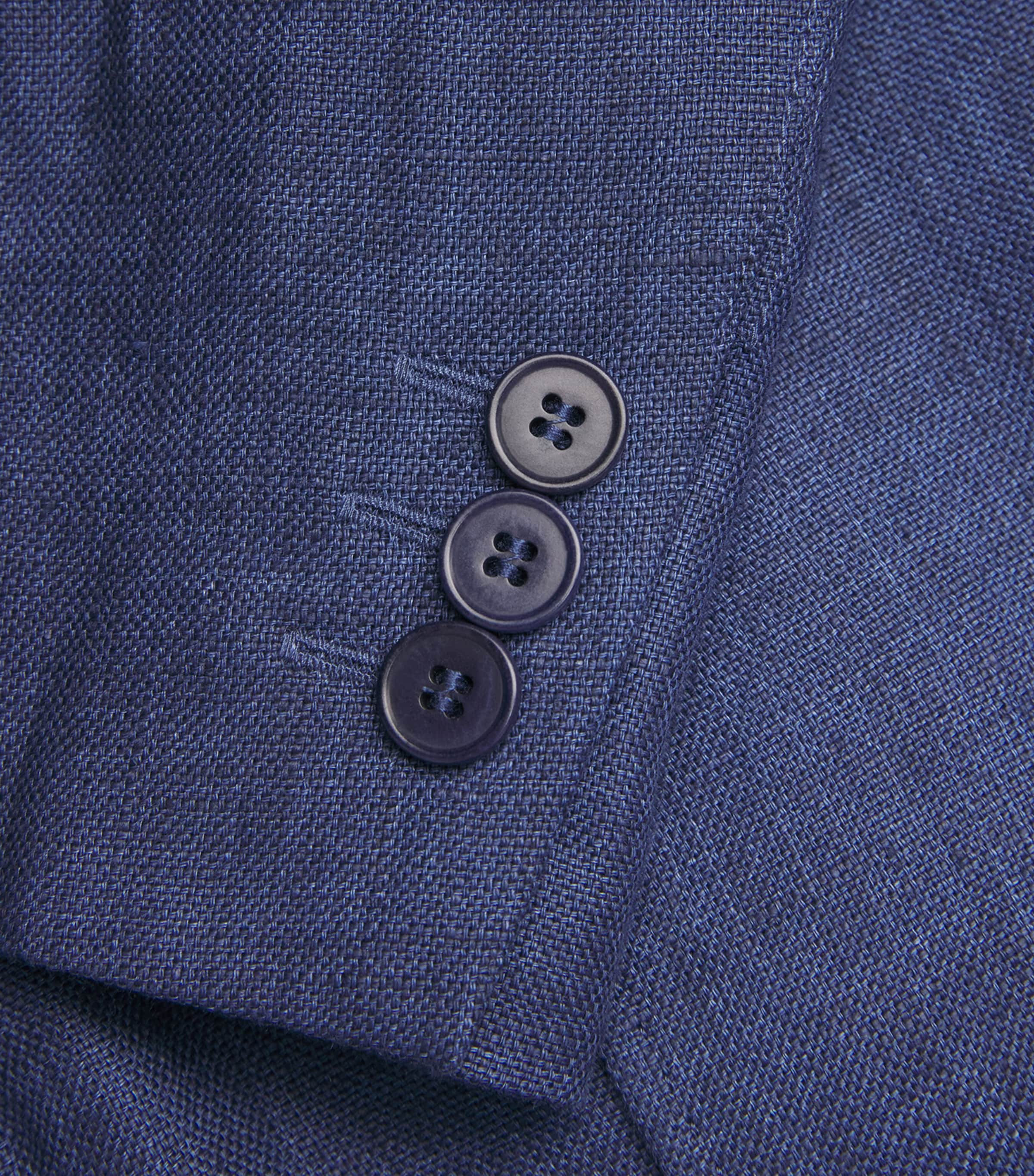 Linen Single-Breasted Blazer NAVY Image 3