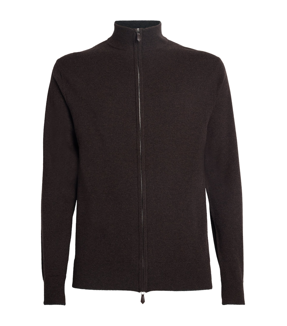 Cashmere Knightsbridge Zip Cardigan CTB CHCLT BROWN Image 1
