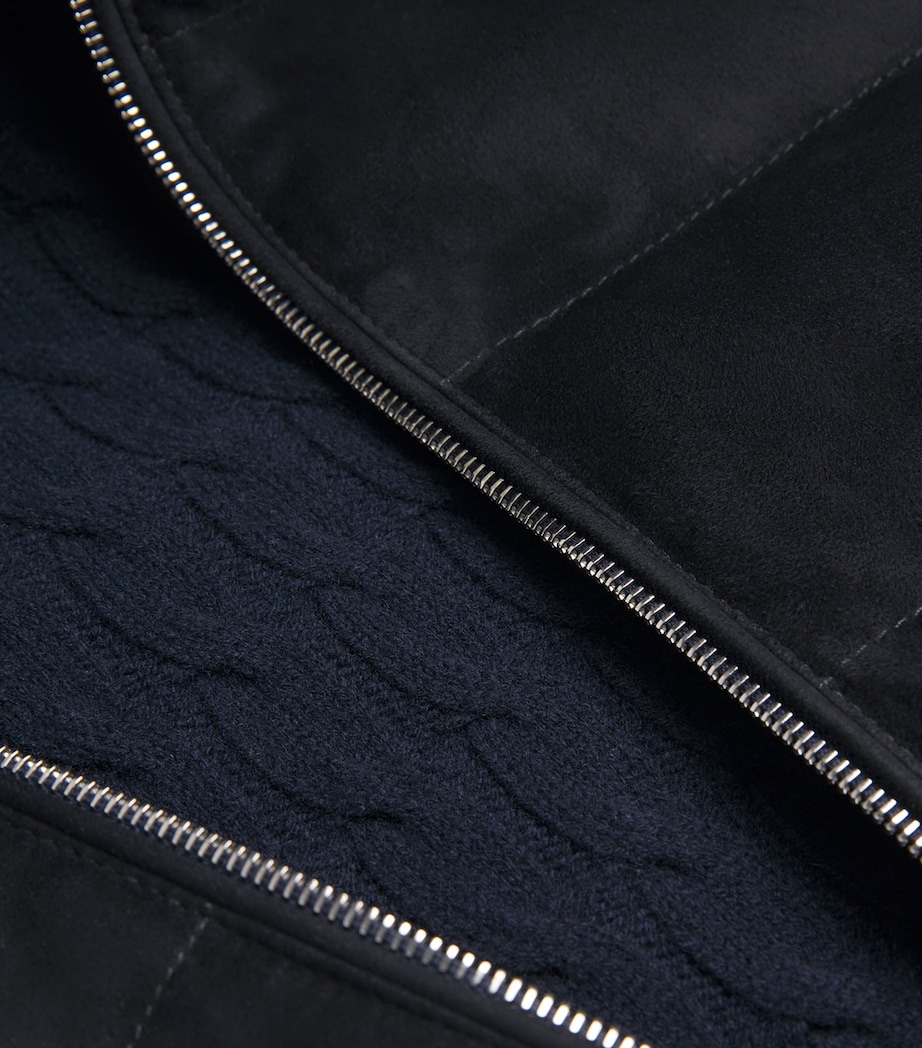 Reversible Down Leather and Wool-Cashmere Gilet BLU, BLU Image 5