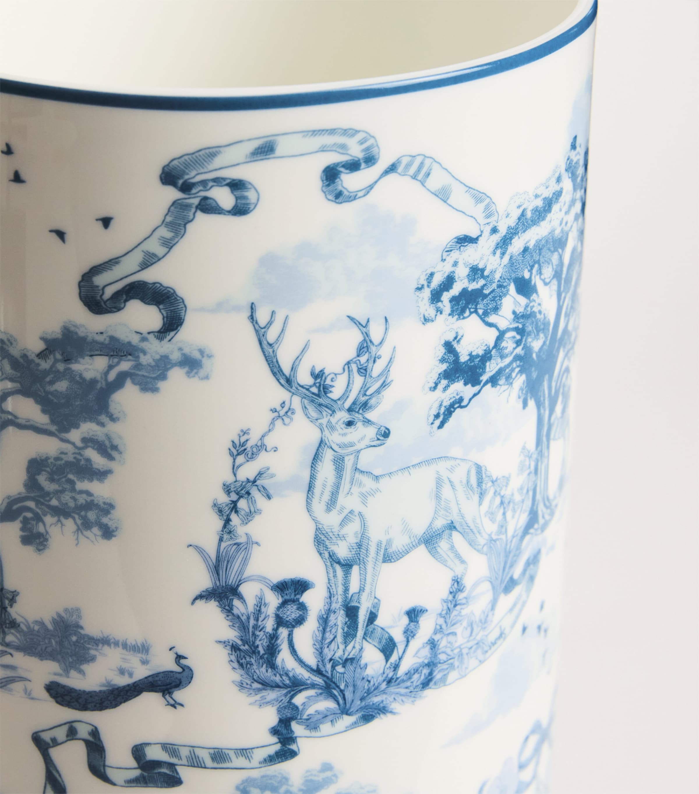 Harrods Fine Bone China Toile Vase (28cm) Blue Image 2