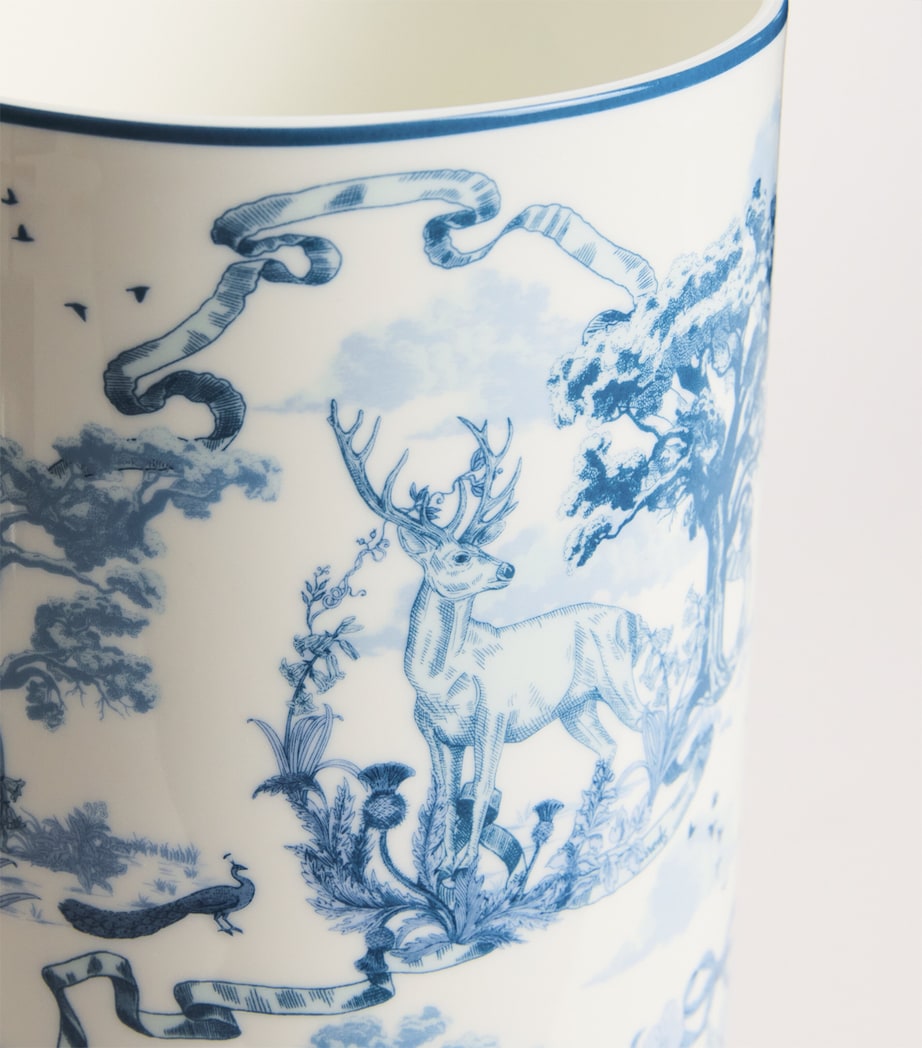 Harrods Fine Bone China Toile Vase (28cm) Blue Image 2