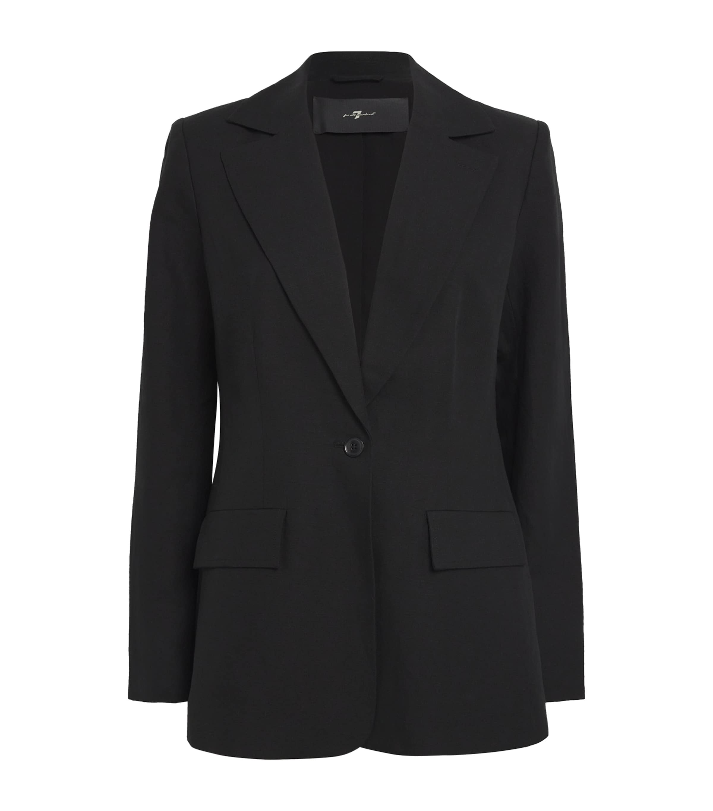 Shop 7 For All Mankind Linen-blend Oversized Blazer In Black