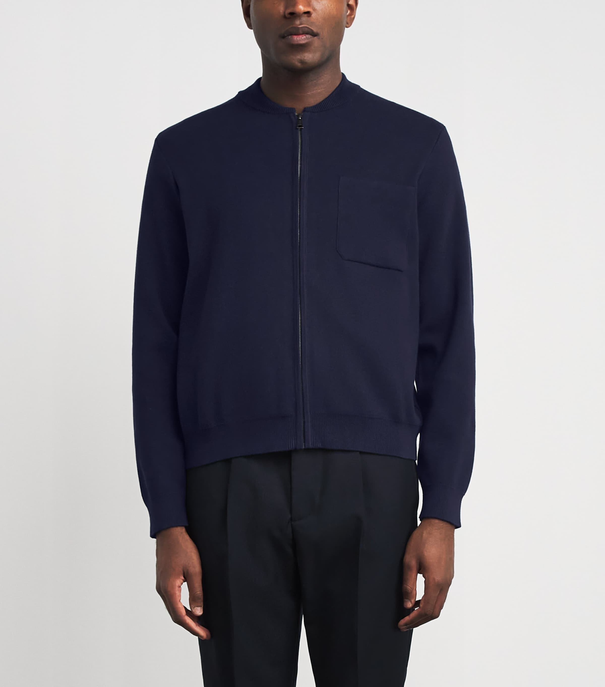 Falke Mens Organic Cotton Zip-Up Sweater Night Sky Image 4