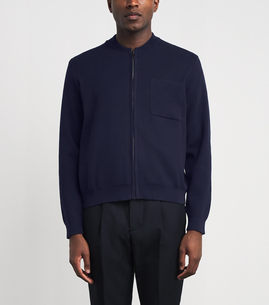Falke Mens Organic Cotton Zip-Up Sweater Night Sky Image 4