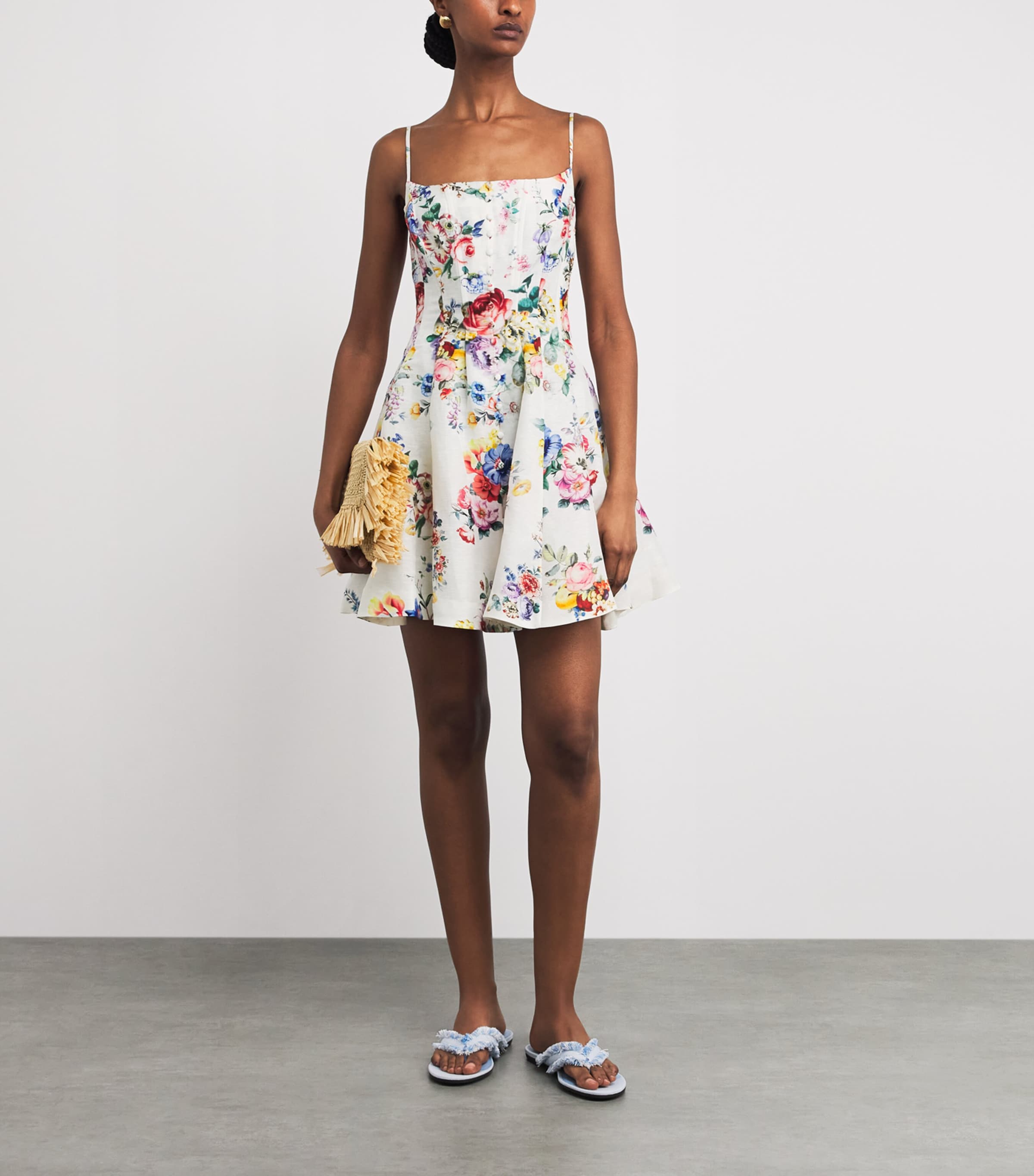 Camilla Womens Silk-Linen Floral Mini Dress Ilefgran Image 2