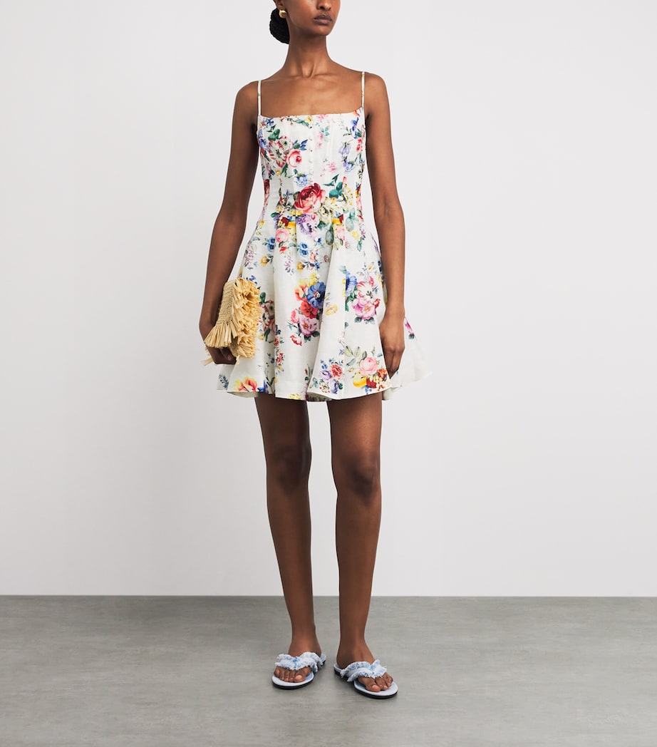 Camilla Womens Silk-Linen Floral Mini Dress Ilefgran Image 2