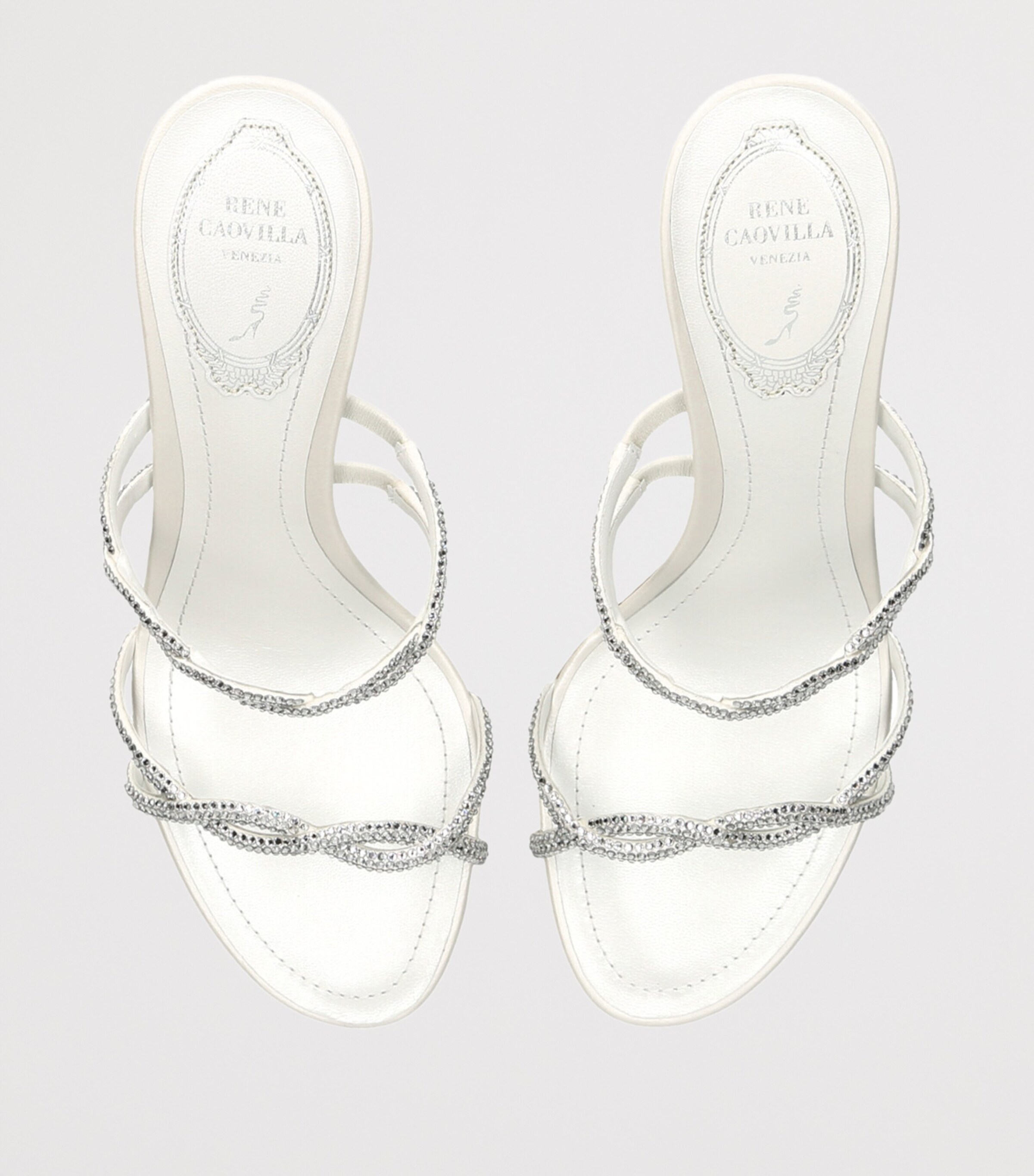 Satin Crystal-Embellished Braid Heeled Sandal 80 WHITE Image 4