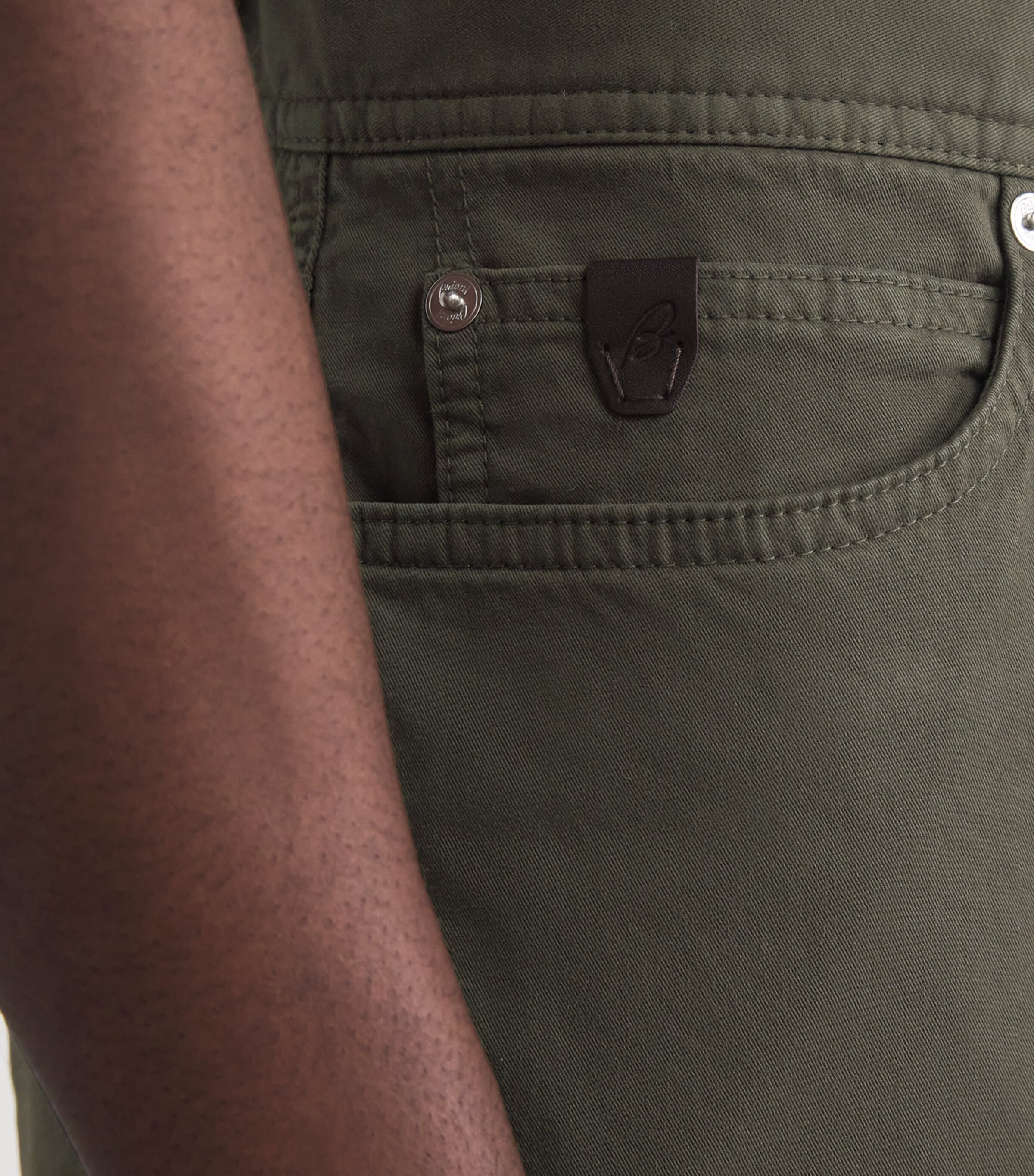 Brioni Mens Stretch-Cotton Straight Trousers Image 3