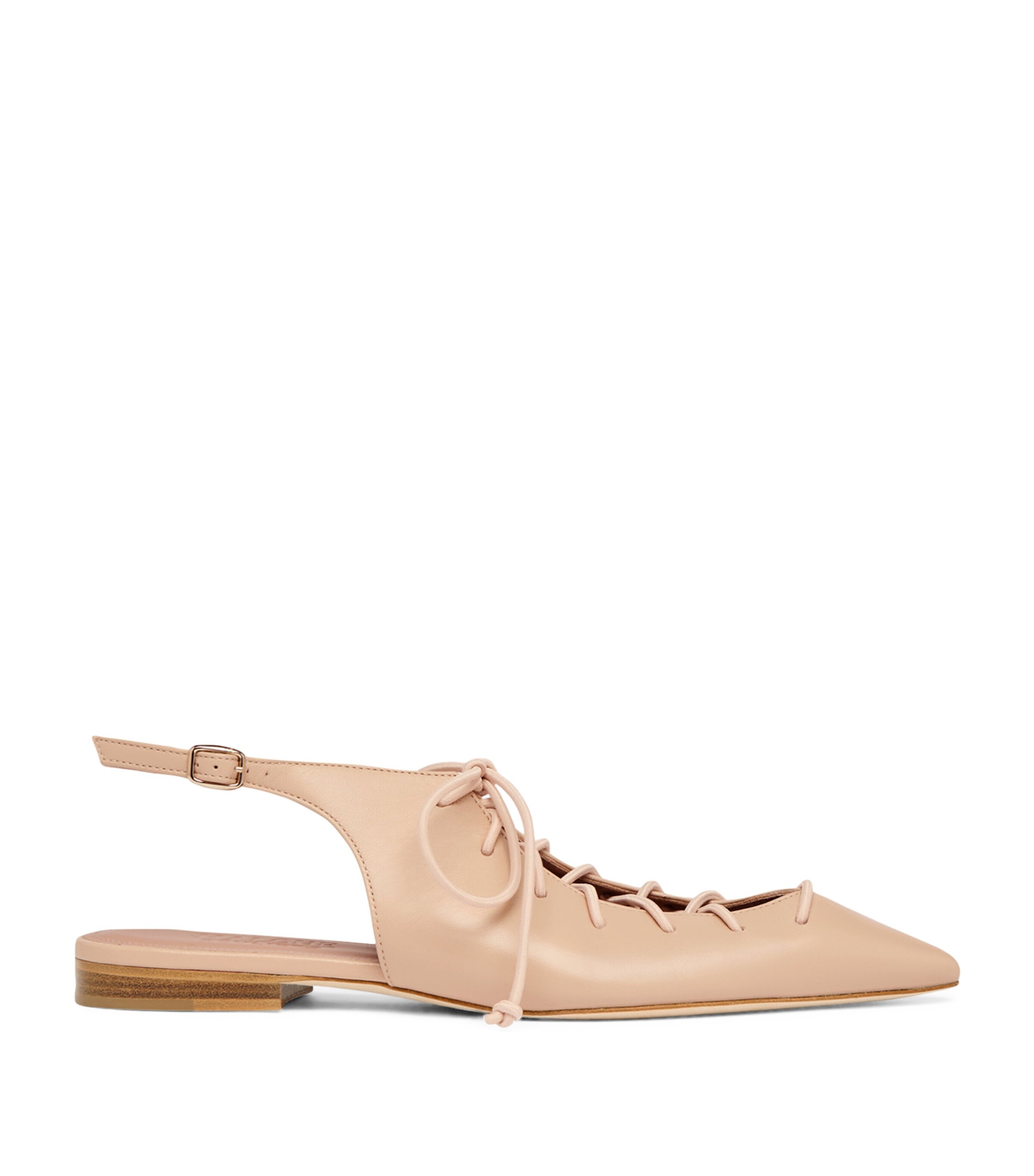 Malone Souliers Leather Lace-Up Alia Slingback Flats Buff Image 1