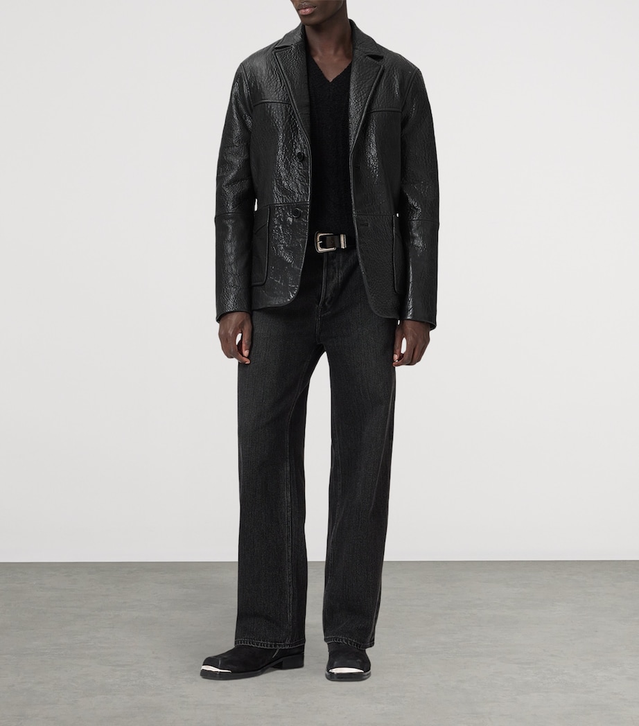 Grained Leather Shadwell Blazer BLACK Image 2